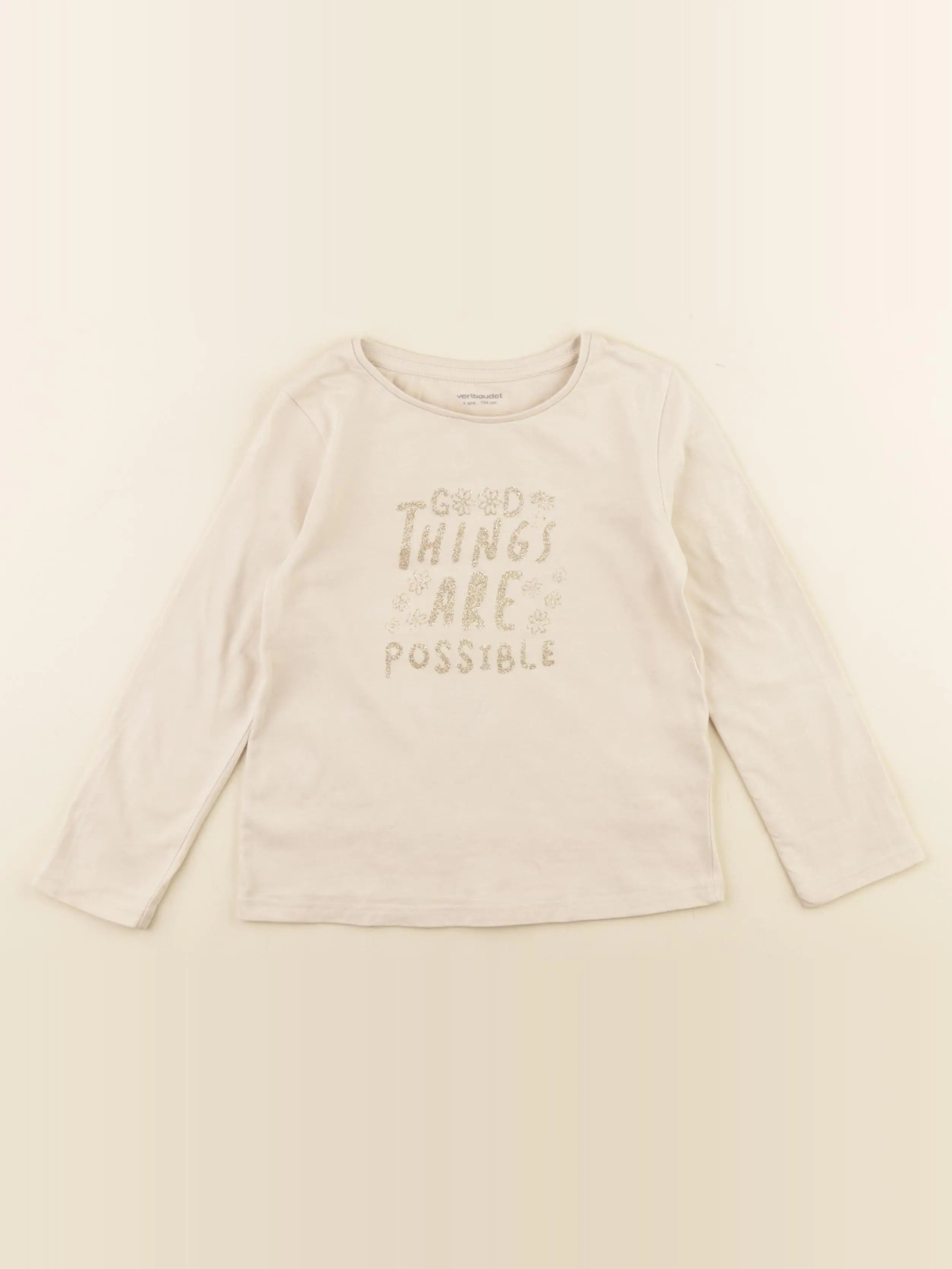 Vertbaudet - tee-shirt beige - 4 ans