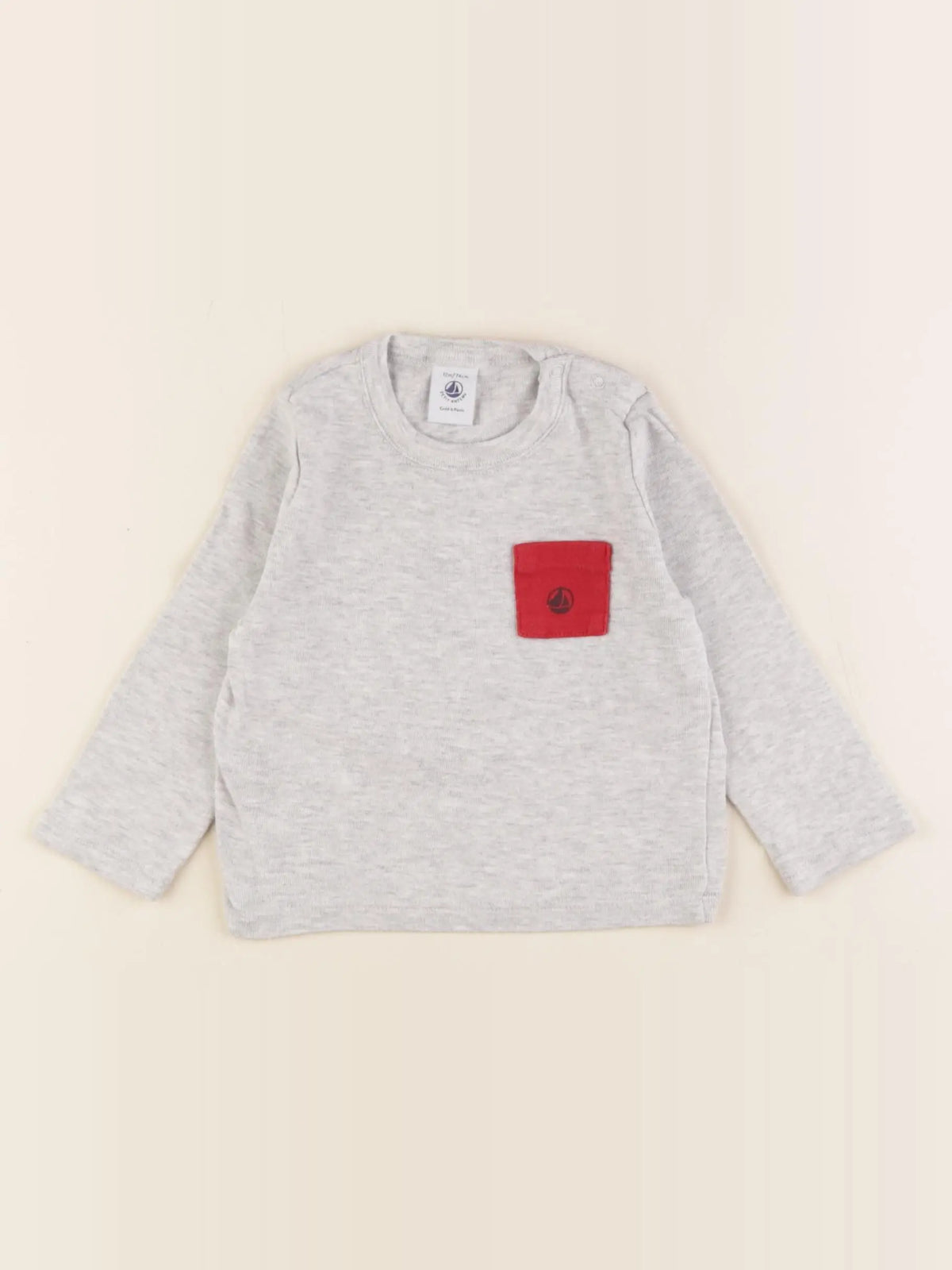 Petit Bateau - tee-shirt gris - 12 mois