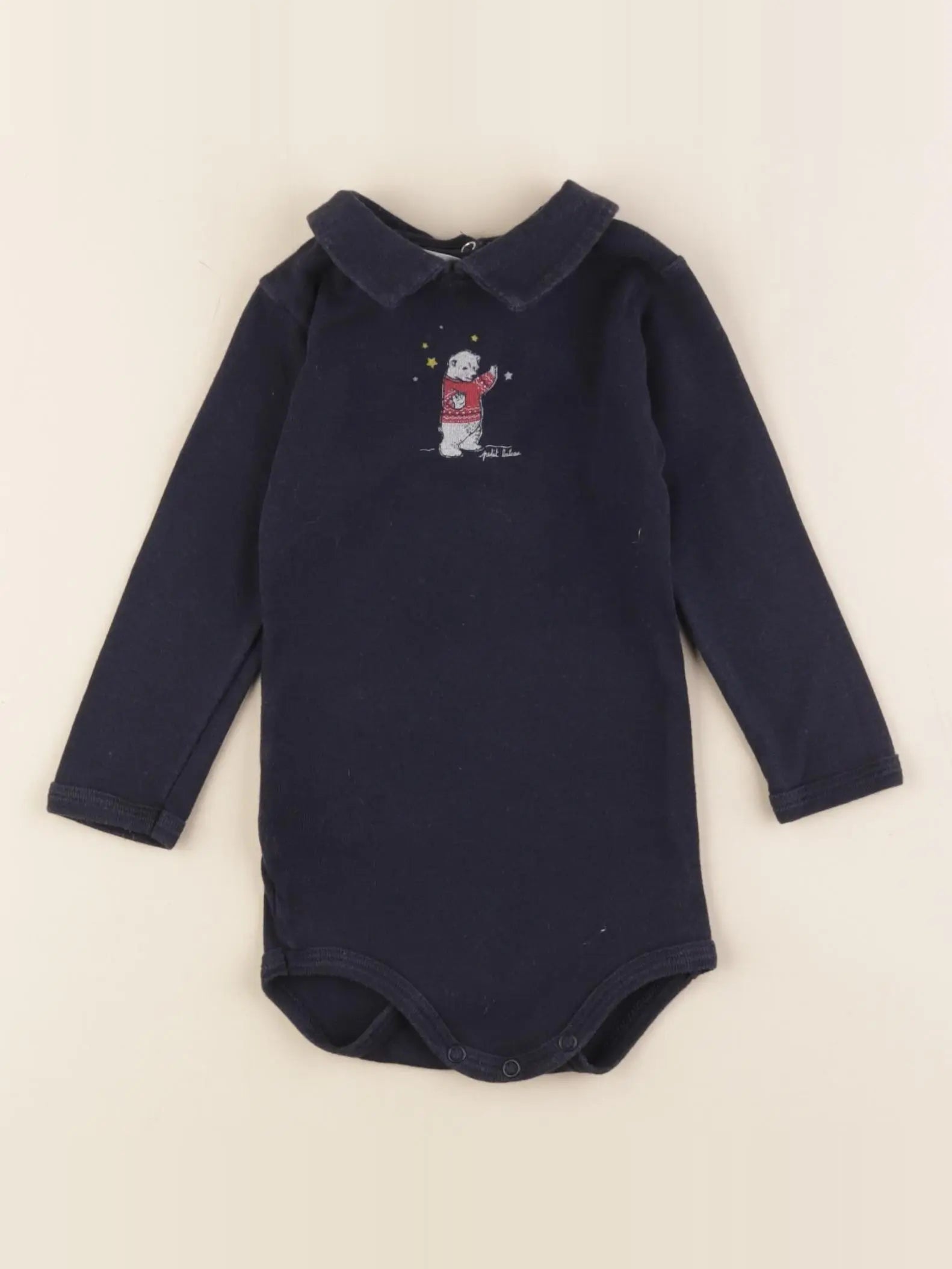 Petit Bateau - body à col bleu - 6 mois