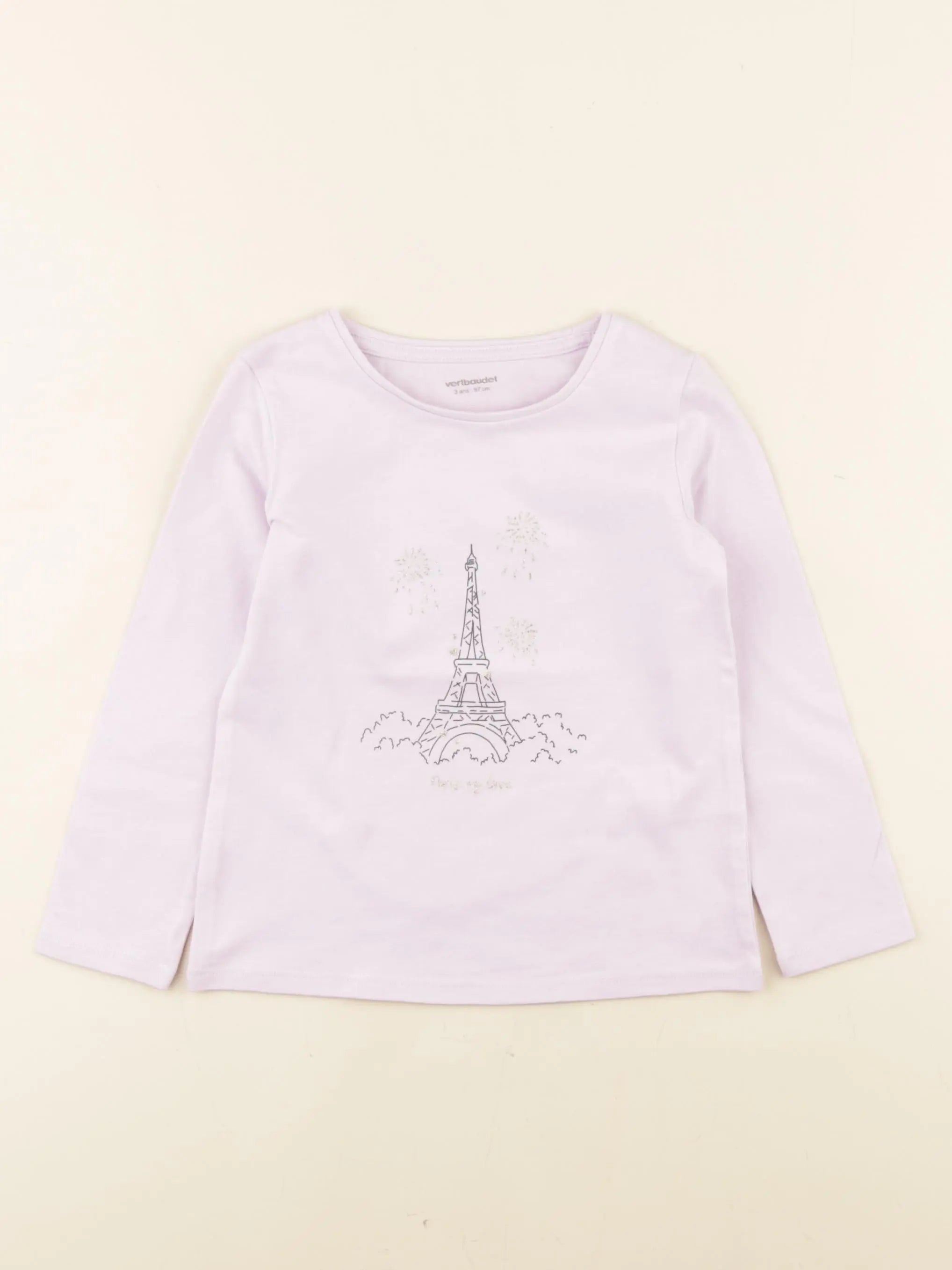 Vertbaudet - tee-shirt violet, or - 3 ans