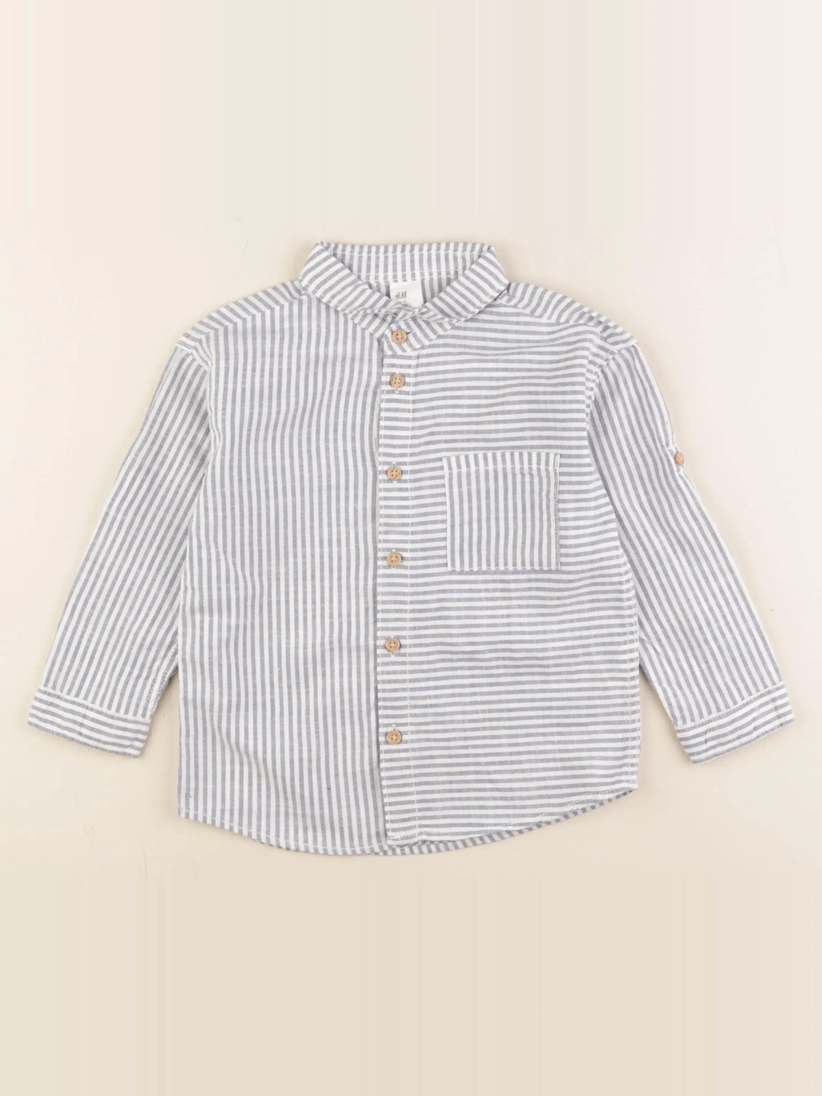 H&M - chemise bleu, blanc - 18/24 mois