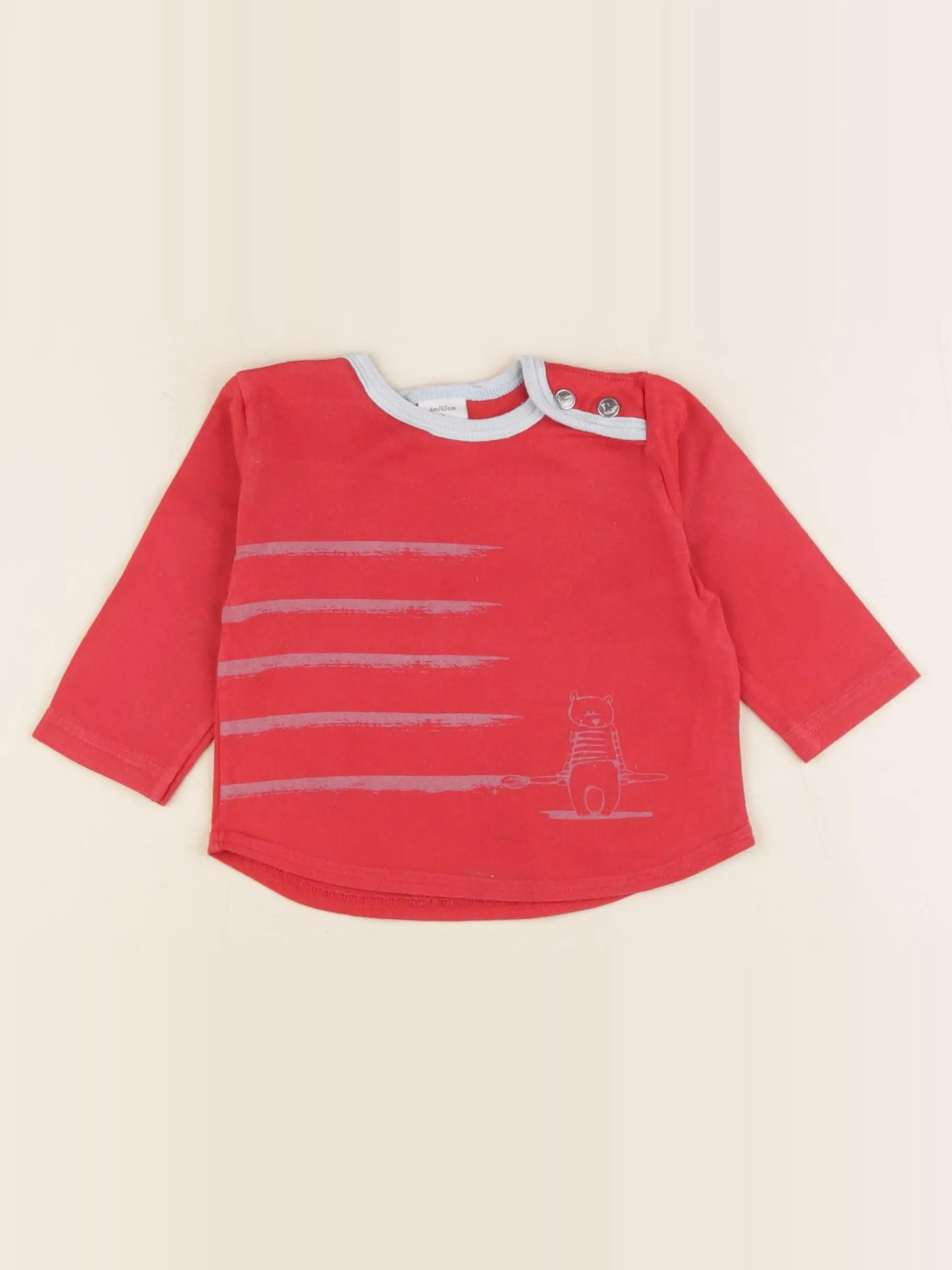 Petit Bateau - tee-shirt rouge - 6 mois