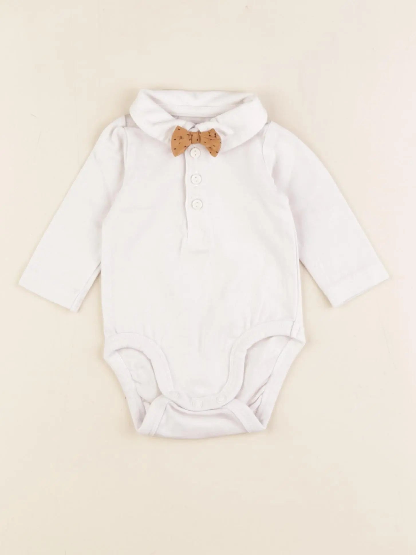 H&M - body à col beige - 0/1 mois