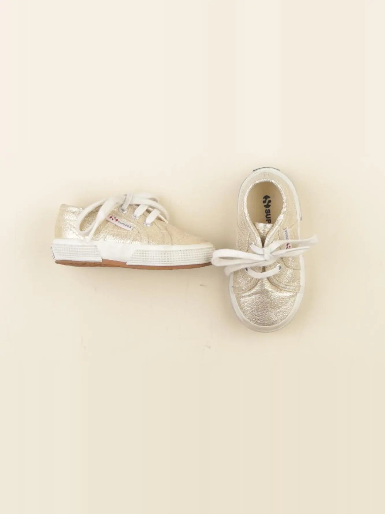 Superga - tennis à scratch/ lacets or - pointure 20