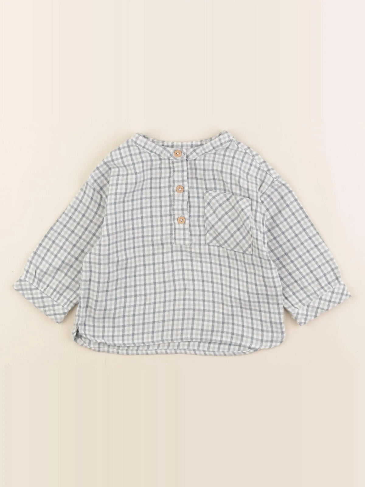 Vertbaudet - chemise vert, bleu - 9 mois