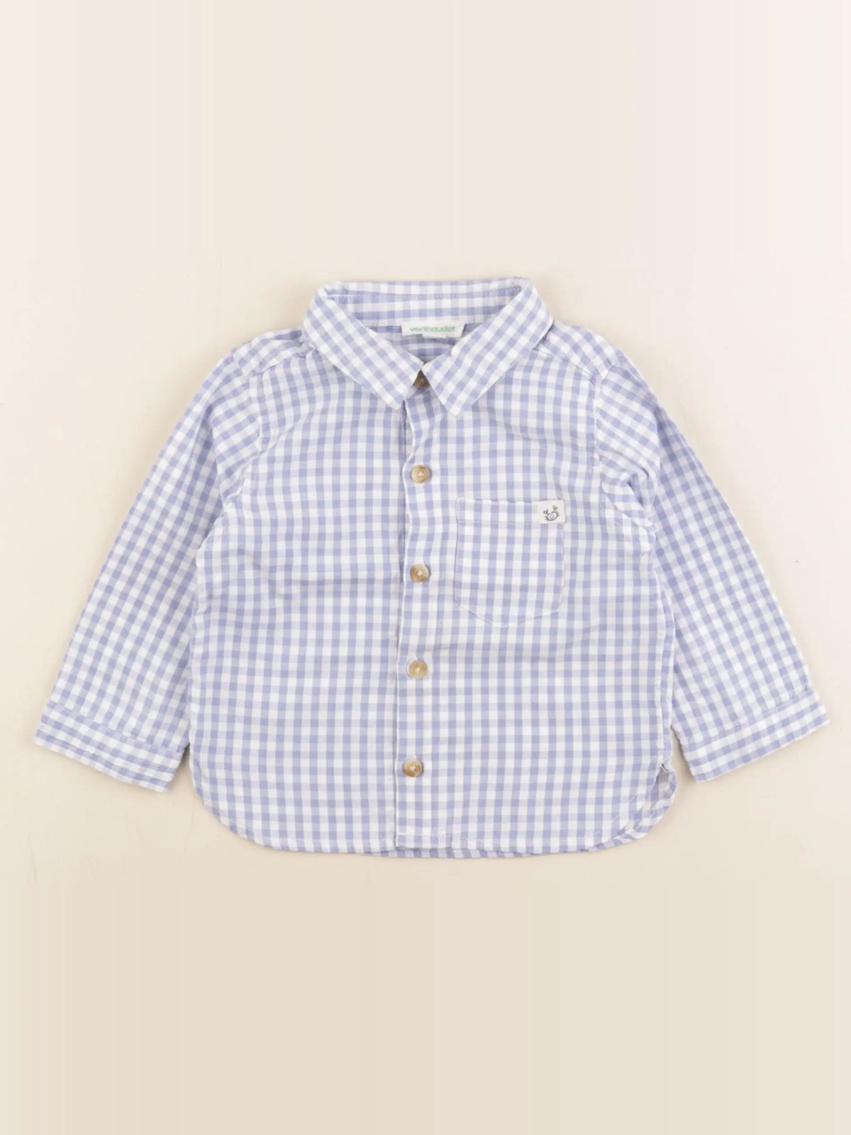 Vertbaudet - chemise blanc, bleu - 12 mois