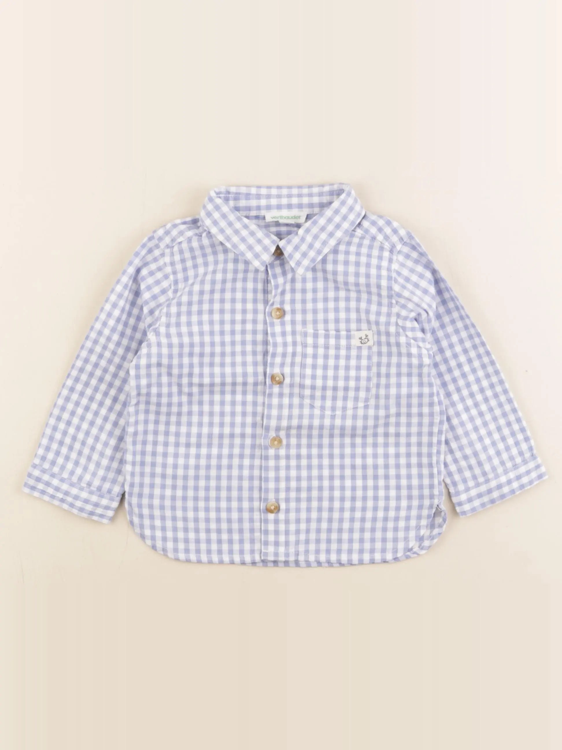 Vertbaudet - chemise blanc, bleu - 12 mois