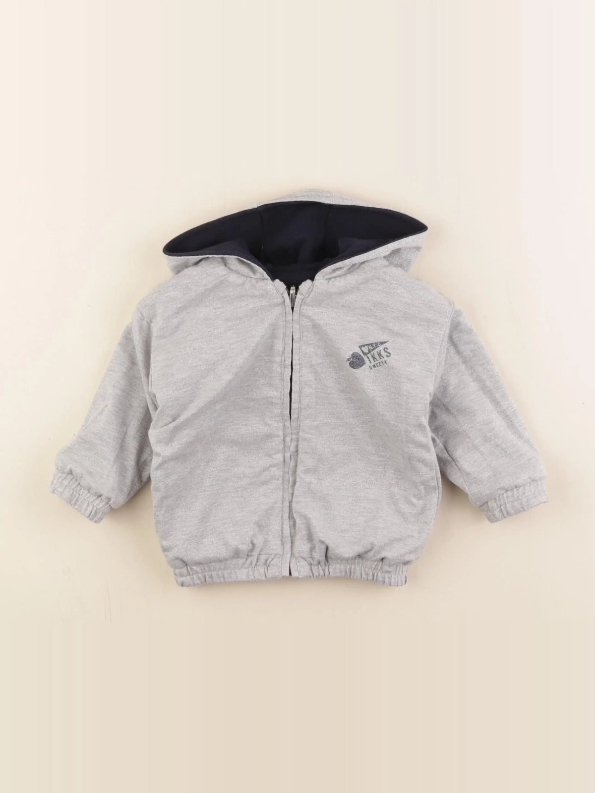 IKKS - sweat réversible bleu, argent - 12 mois