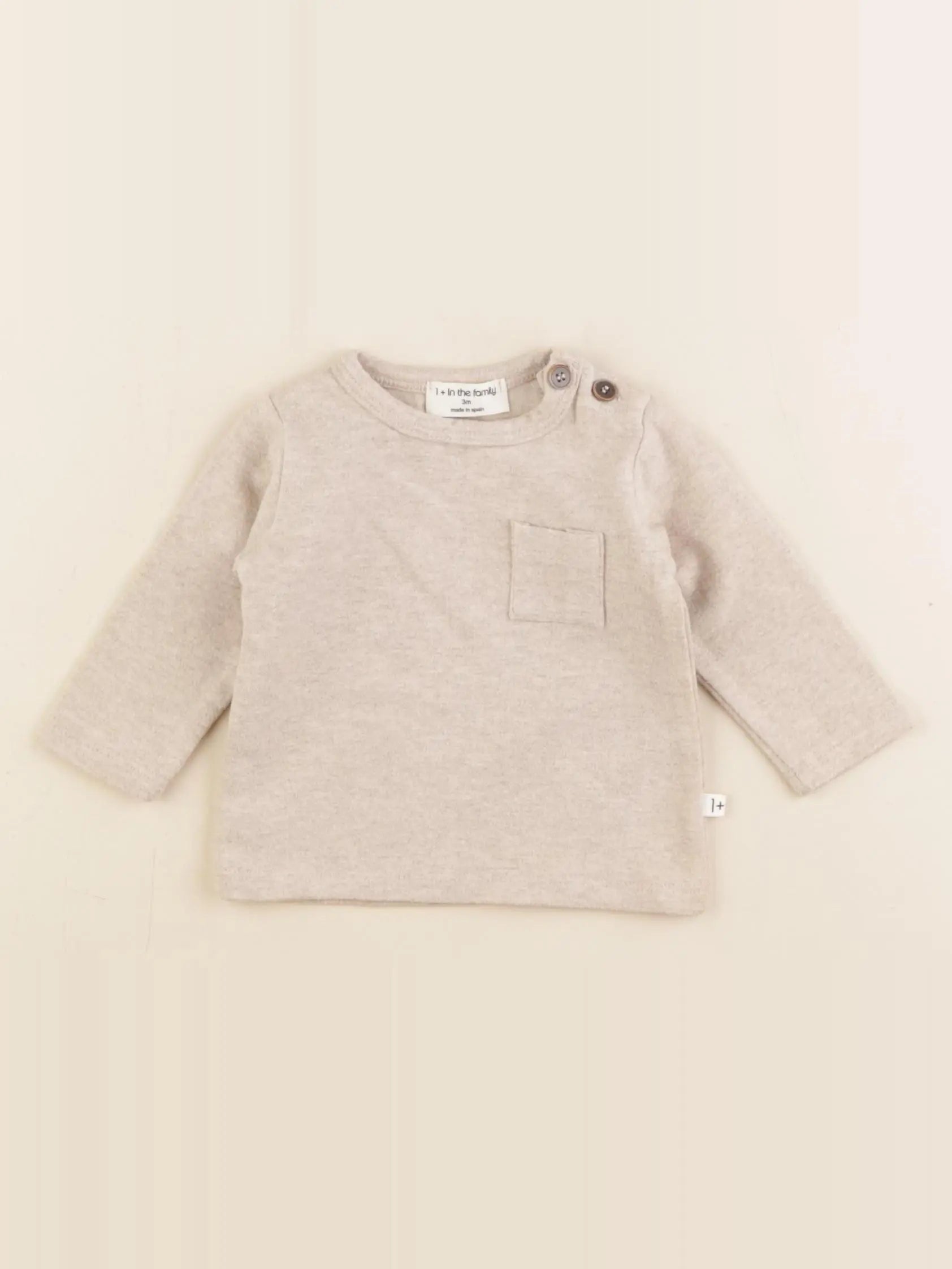 1+ In the family - tee-shirt beige - 12 mois