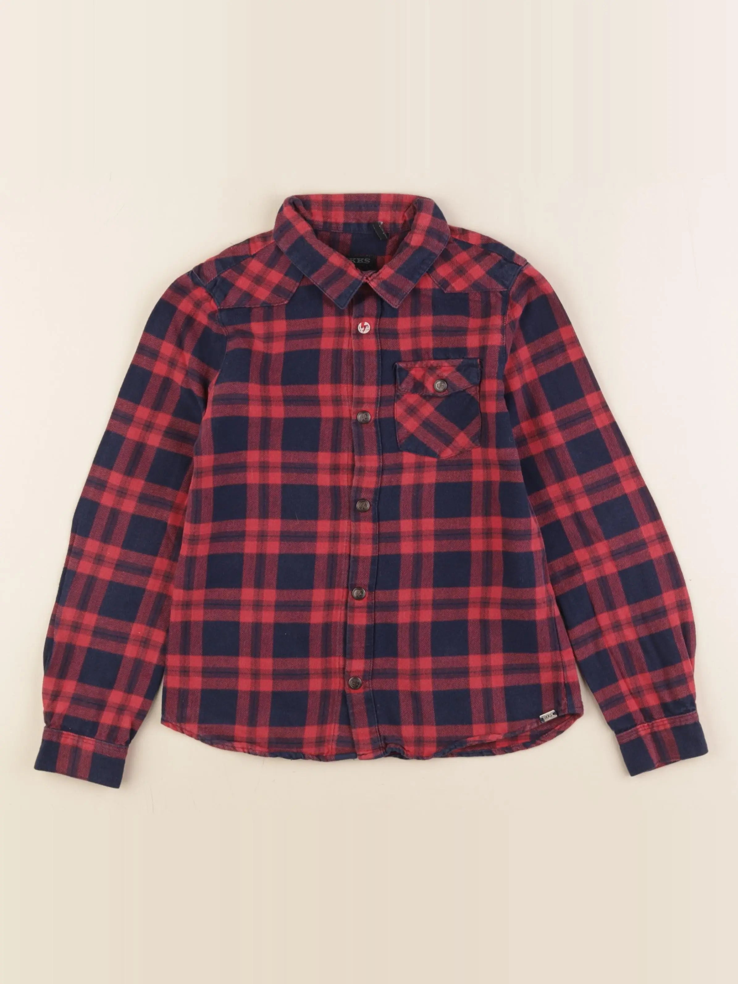 IKKS - chemise bleu, rouge - 8 ans