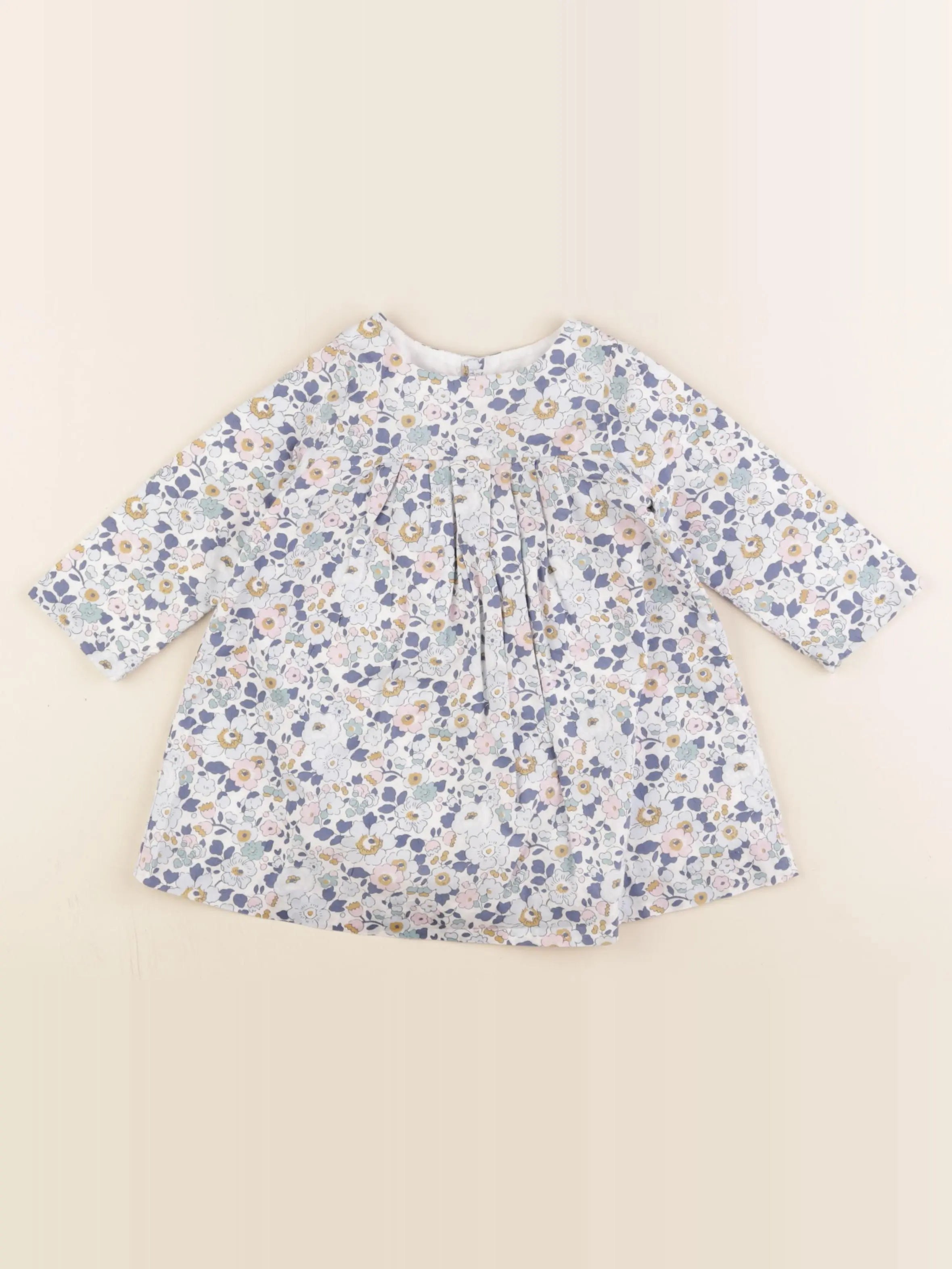 Jacadi - robe liberty bleu, rose - 12 mois