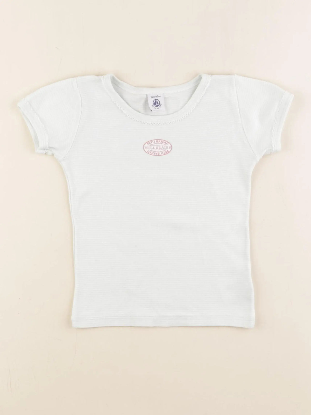Petit Bateau - maillot de corps blanc, vert - 3 ans