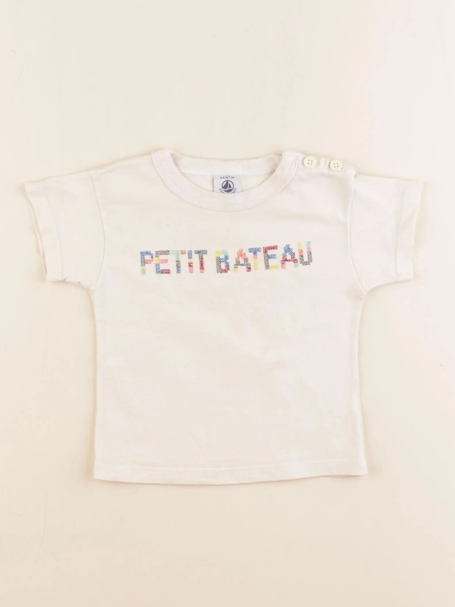 Petit Bateau - tee-shirt beige - 6 mois