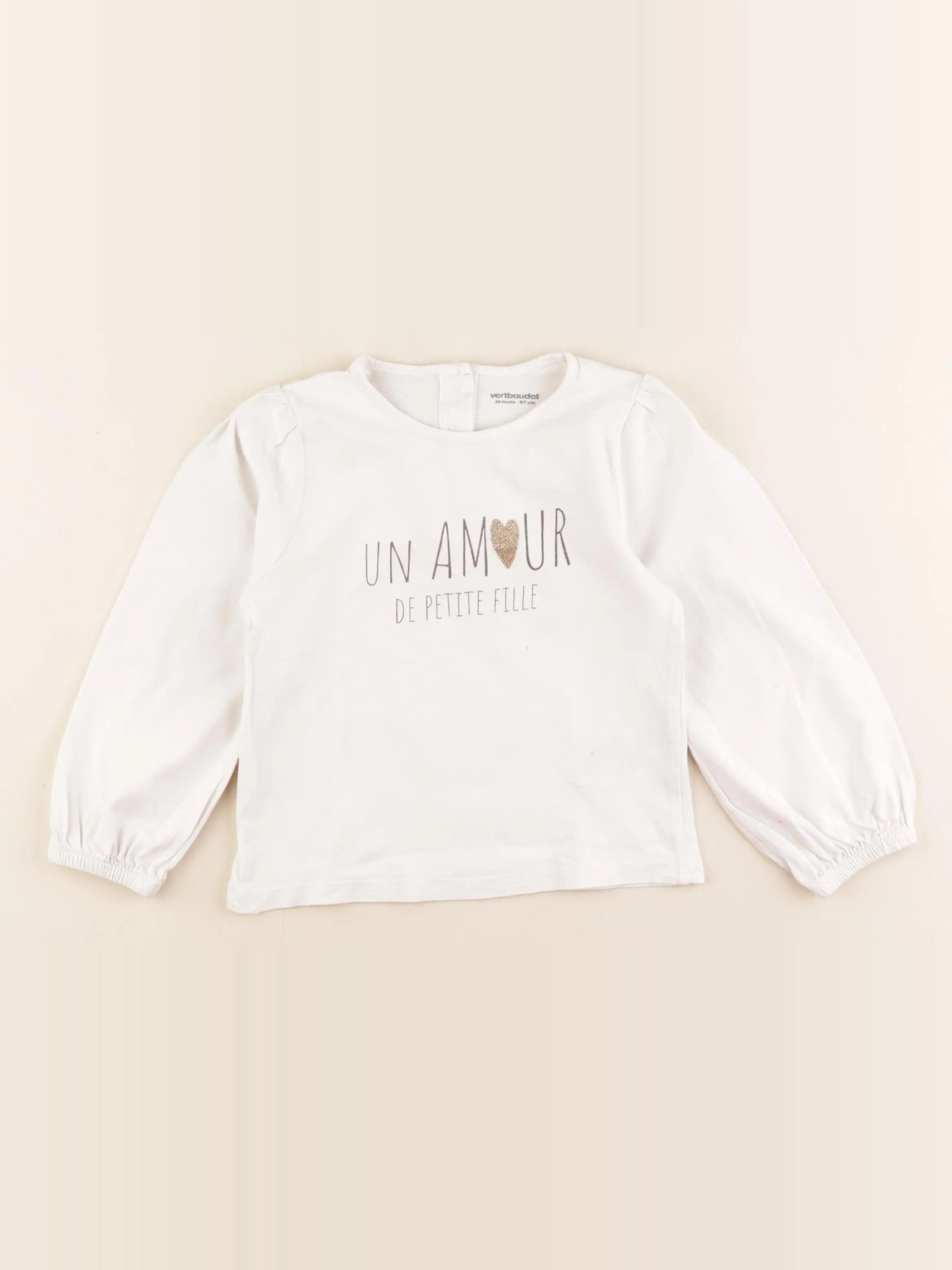 Vertbaudet - tee-shirt beige, or - 36 mois