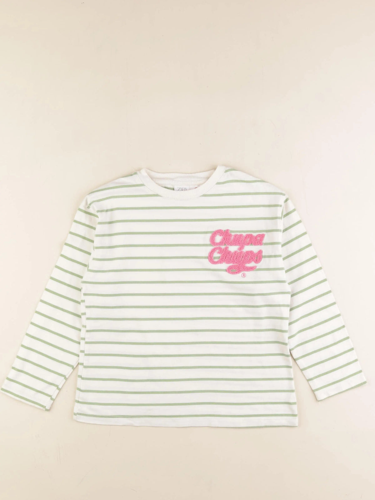 Zara - tee-shirt beige, vert - 8 ans