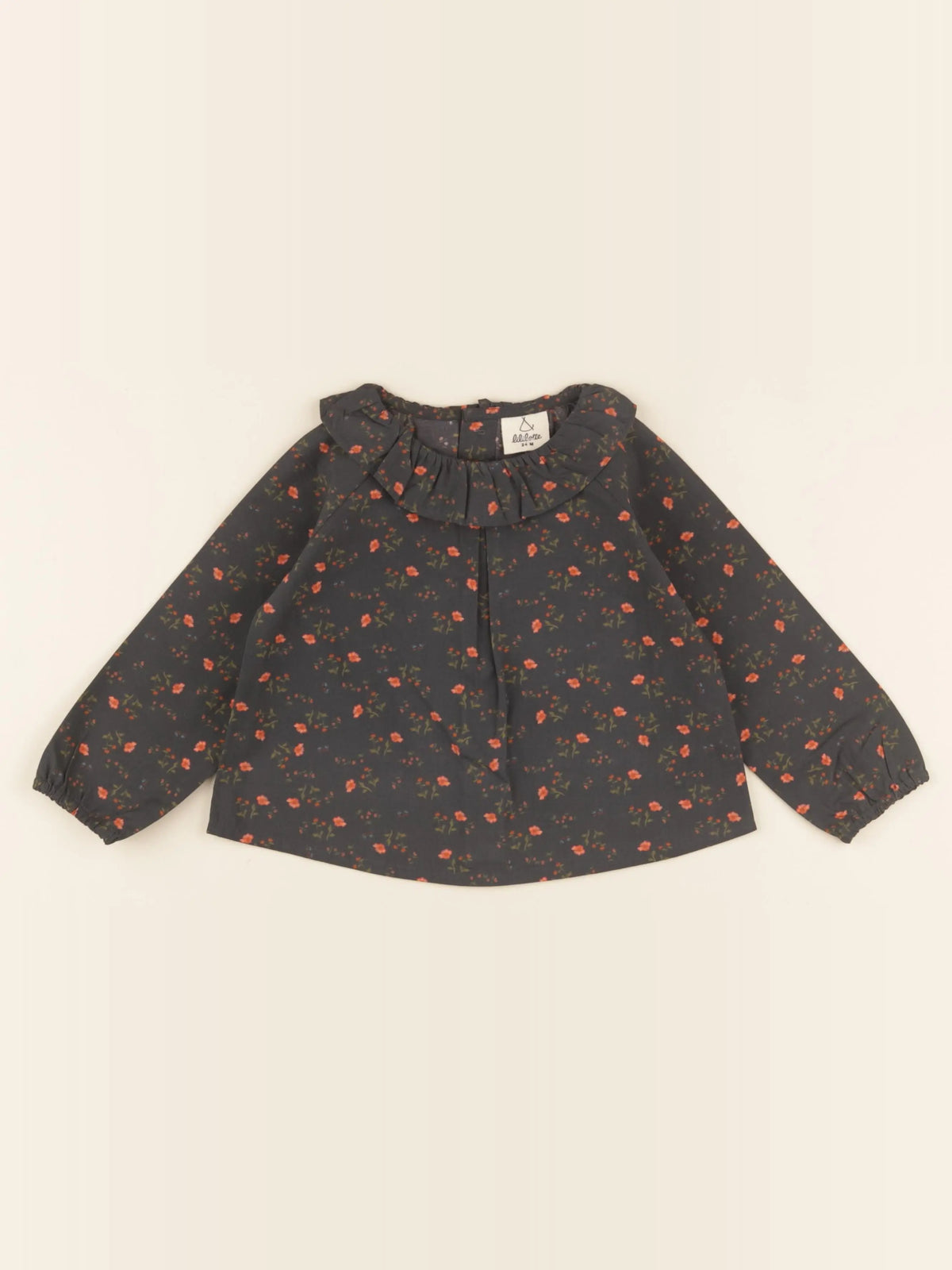 Blouse Charlotte grise imprimé fleuri