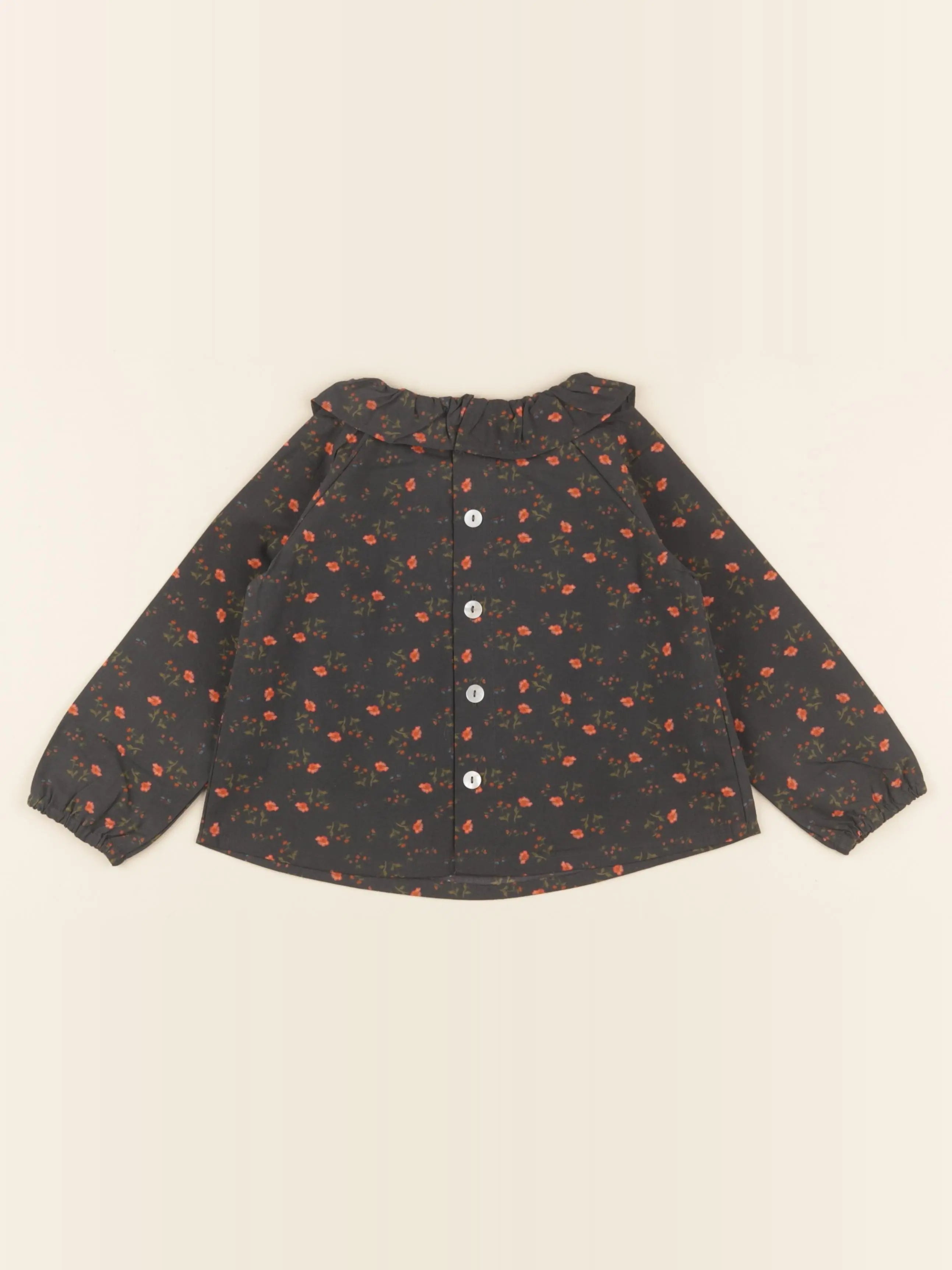 Blouse Charlotte grise imprimé fleuri