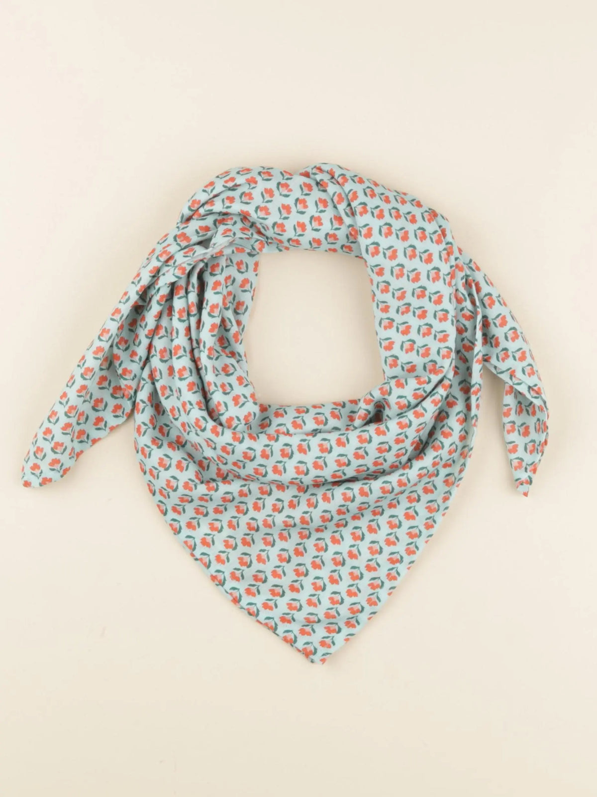 Foulard coton imprimé tulipes 90x90 cm