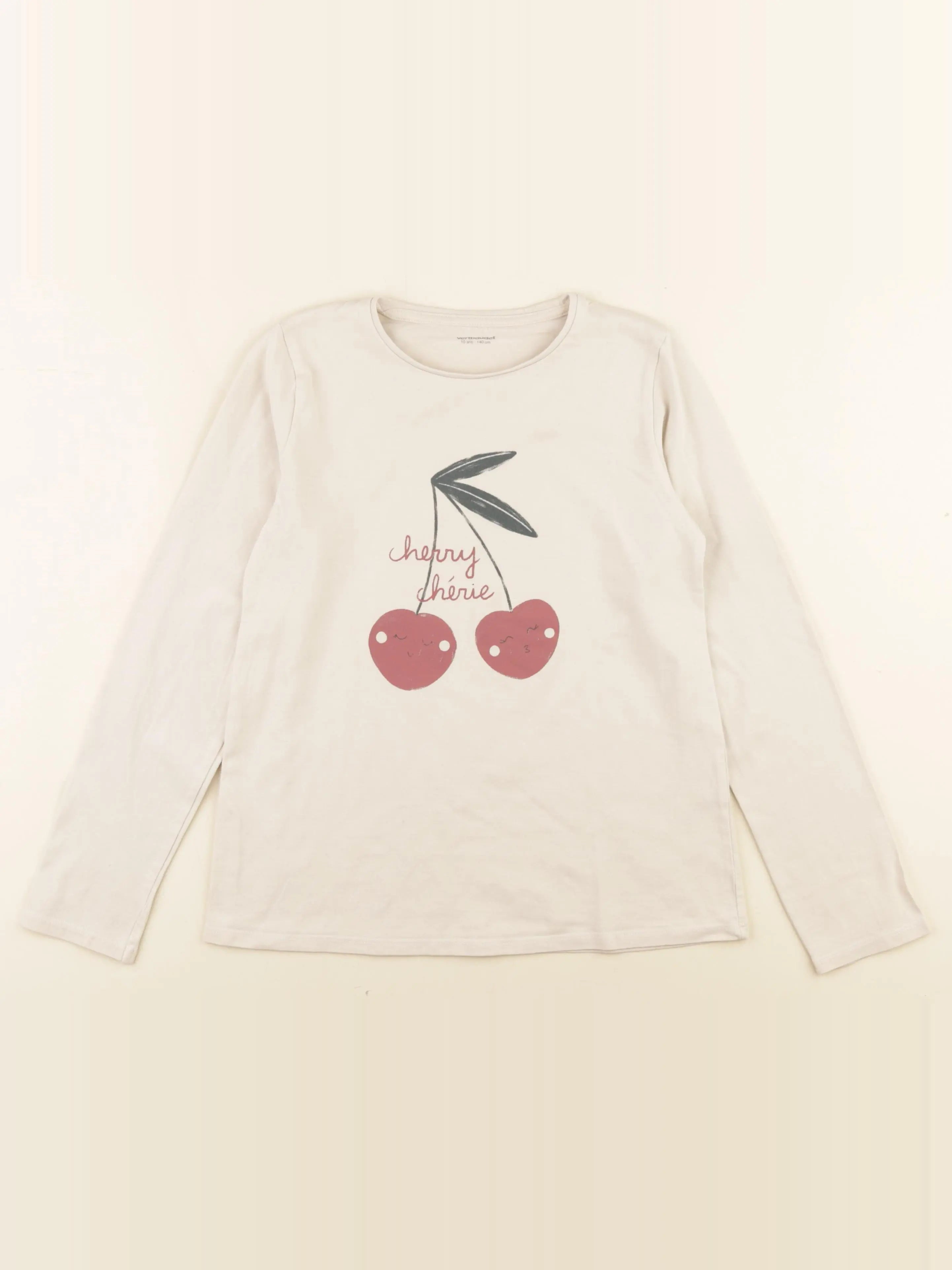 Vertbaudet - tee-shirt beige - 10 ans