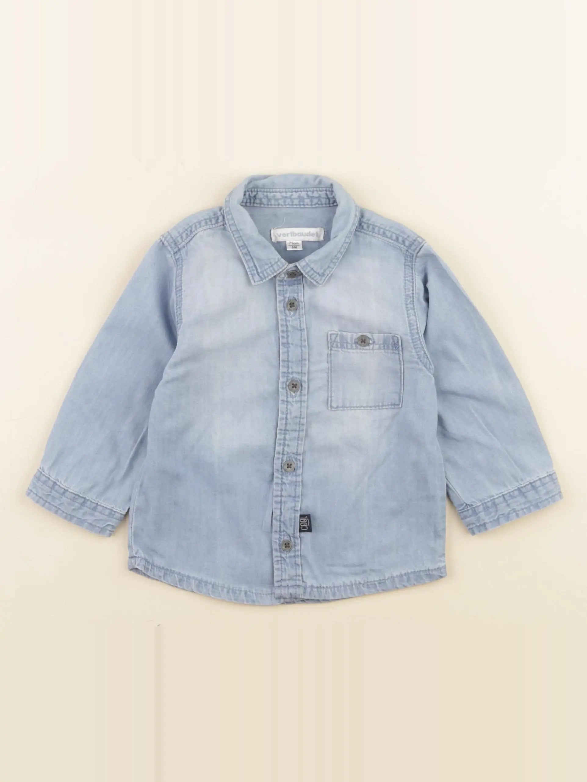 Vertbaudet - chemise bleu - 9 mois