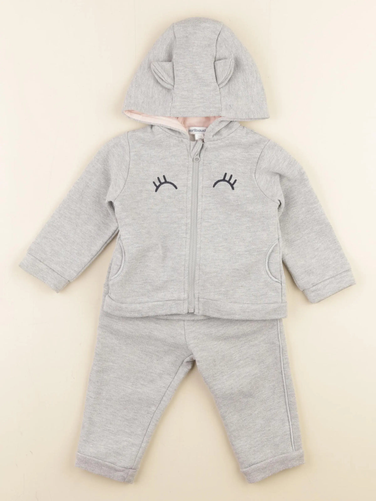 Vertbaudet - ensemble gris - 12 mois