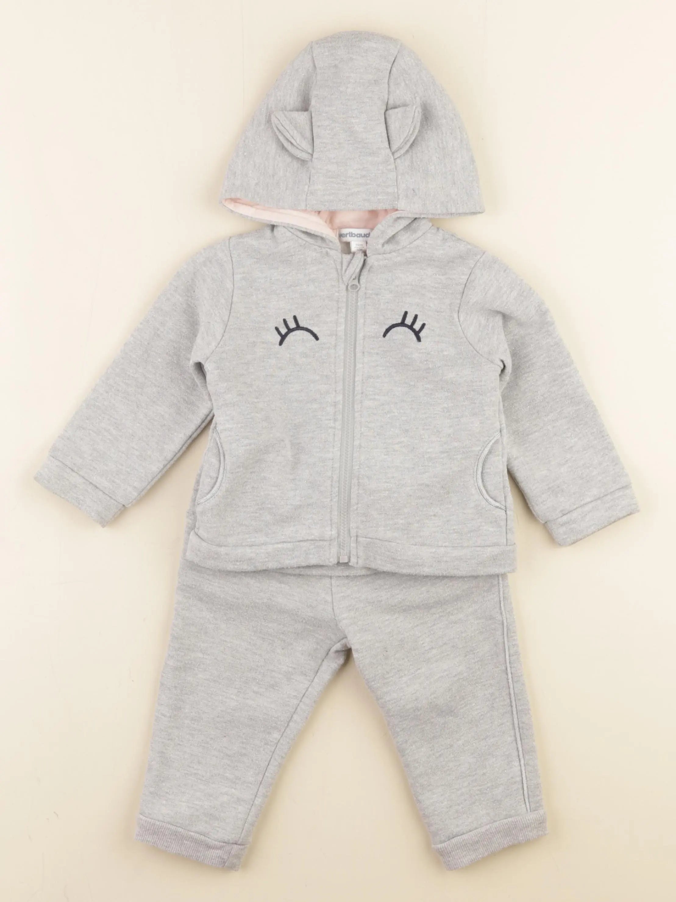 Vertbaudet - ensemble gris - 12 mois