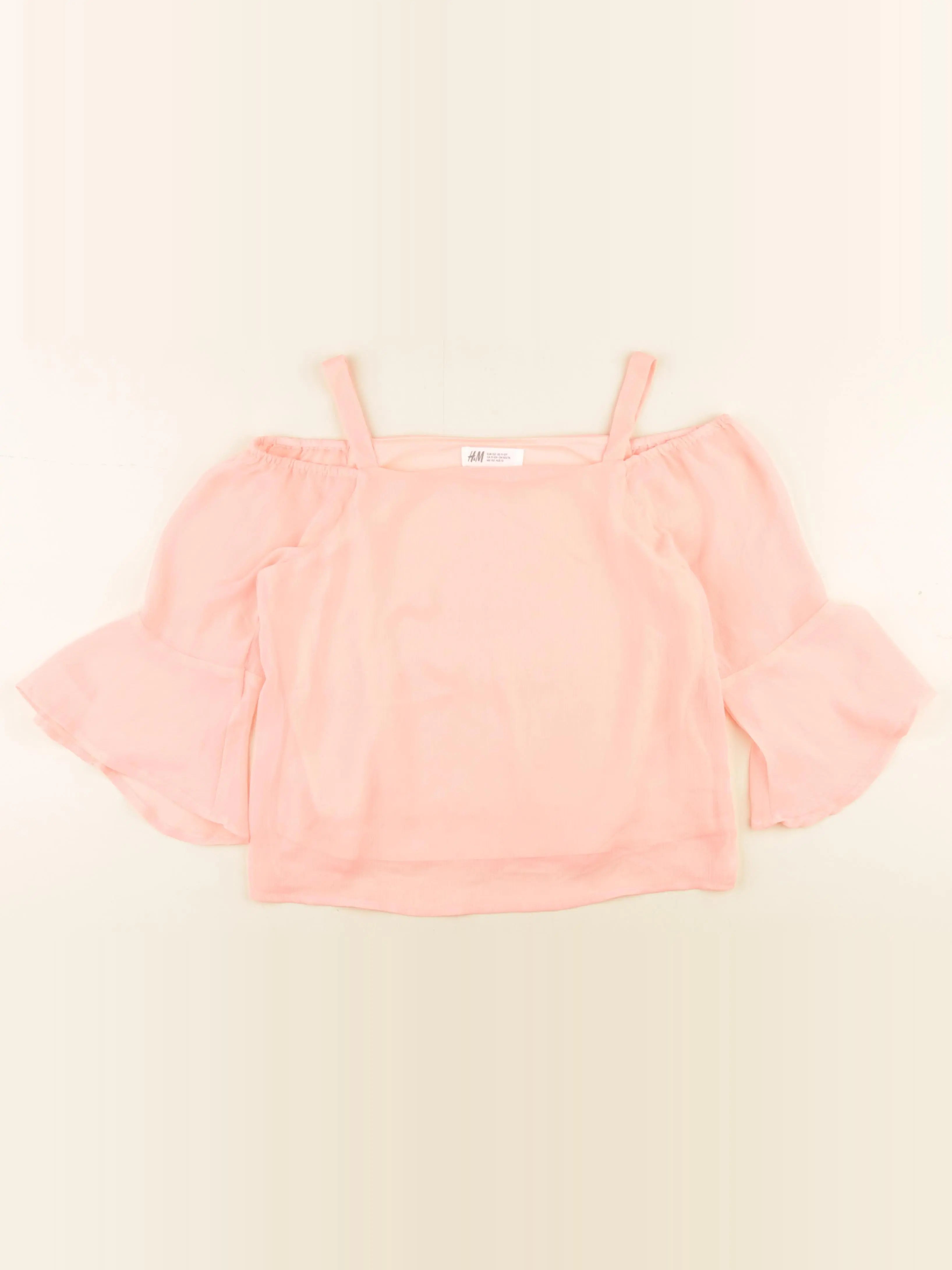 H&M - blouse courte  rose fluo - 11/12 ans