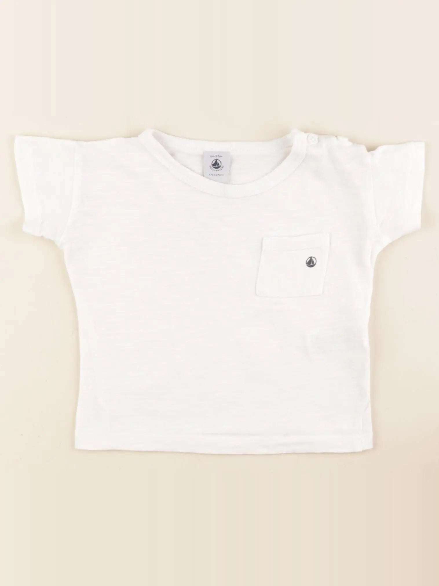 Petit Bateau - tee-shirt blanc - 6 mois