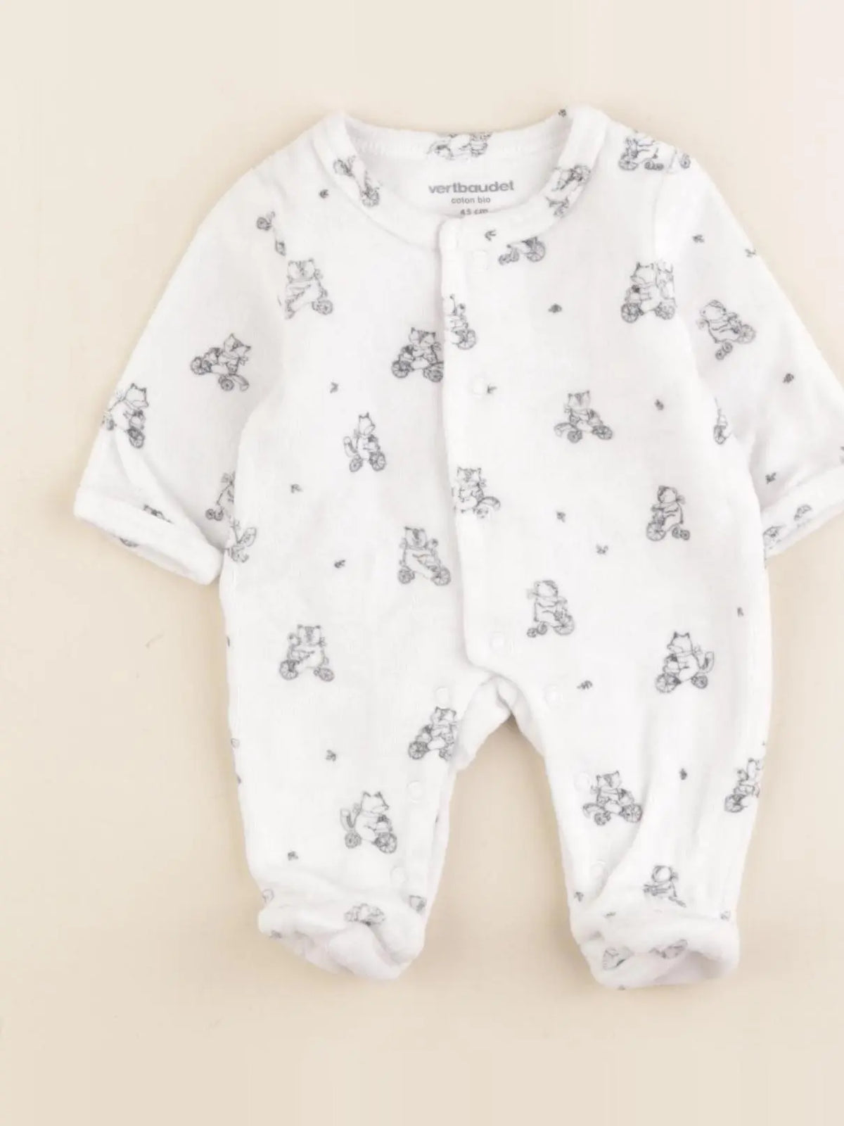 Vertbaudet - pyjama velours beige - Prématuré