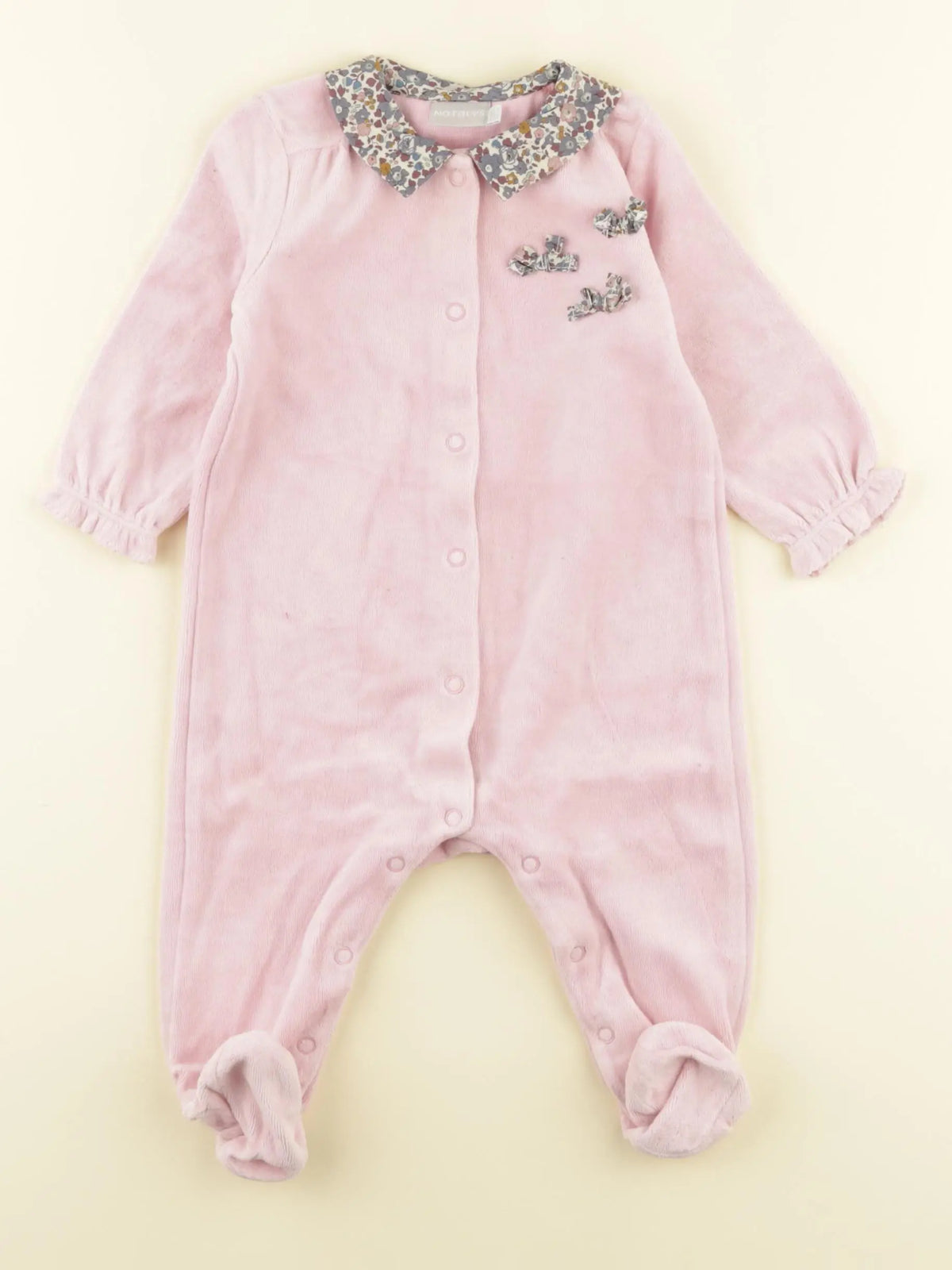 Natalys - pyjama velours rose - 6 mois