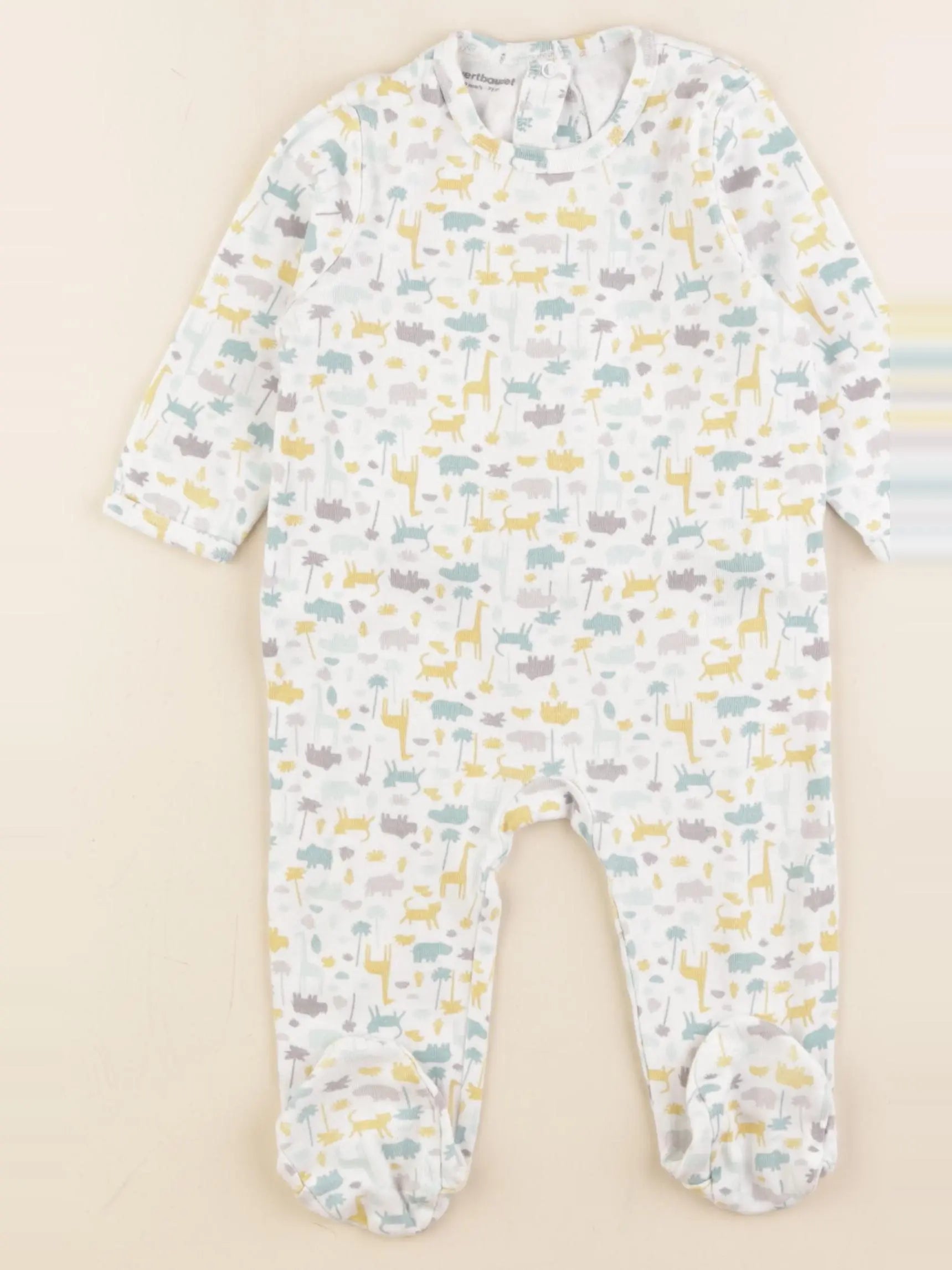 Vertbaudet - pyjama coton blanc - 9 mois