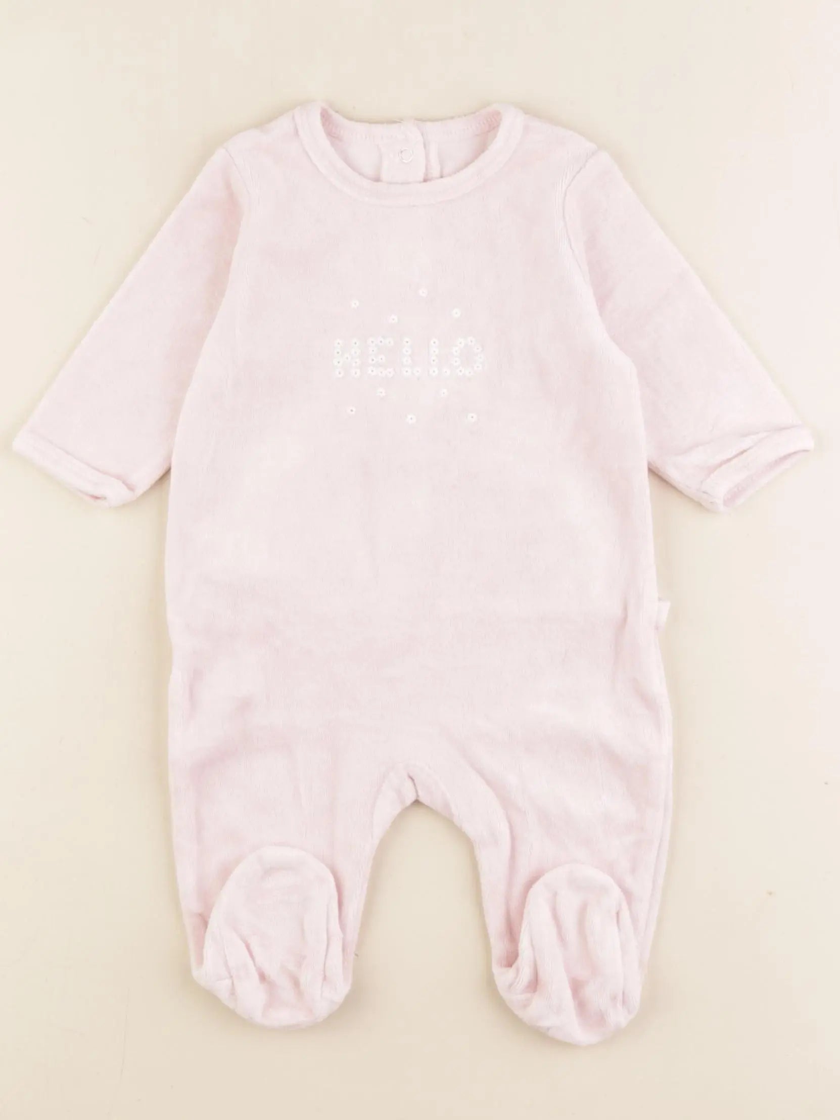 Vertbaudet - pyjama velours rose - 3 mois