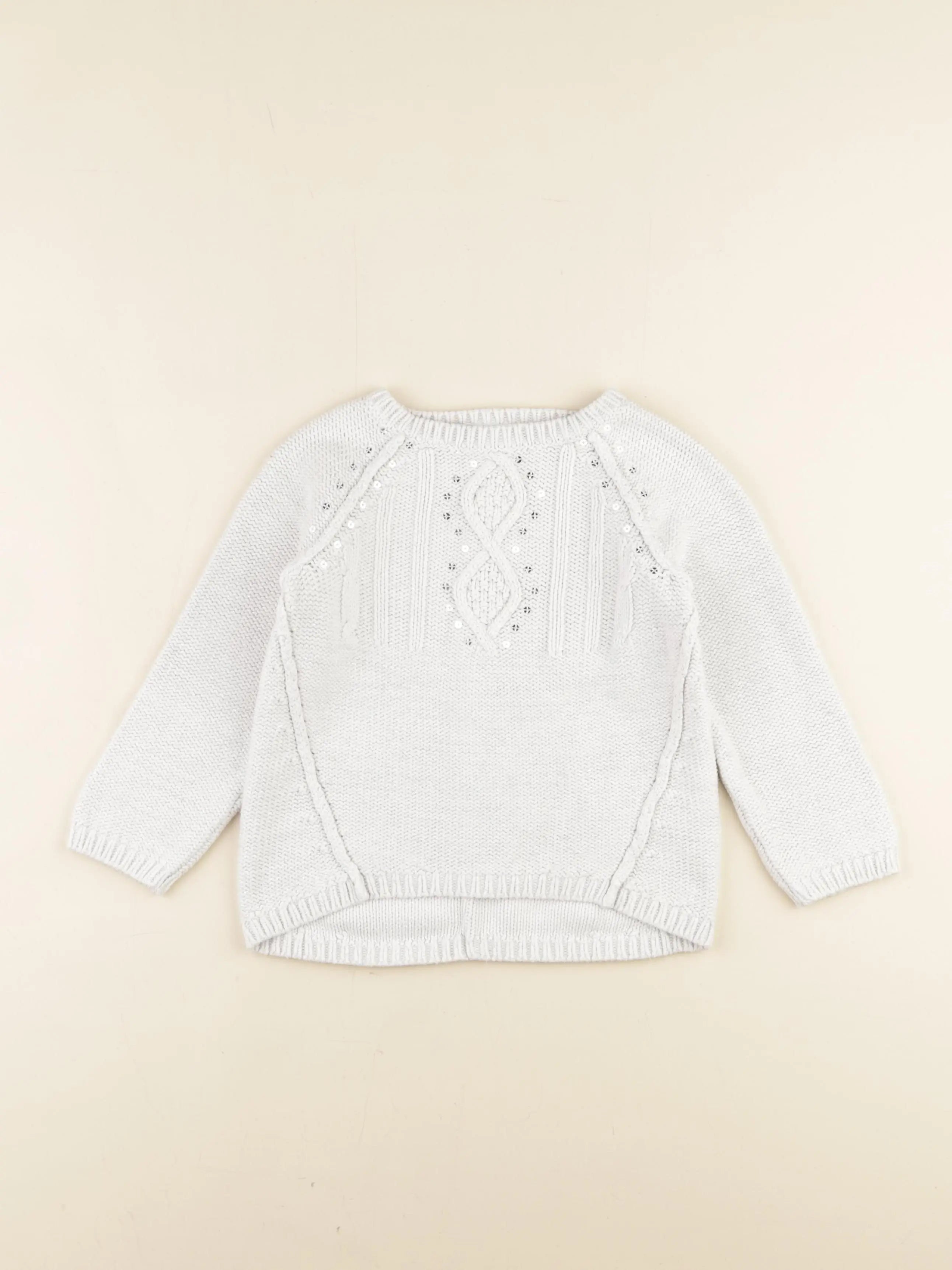 Vertbaudet - pull argent, blanc - 5 ans