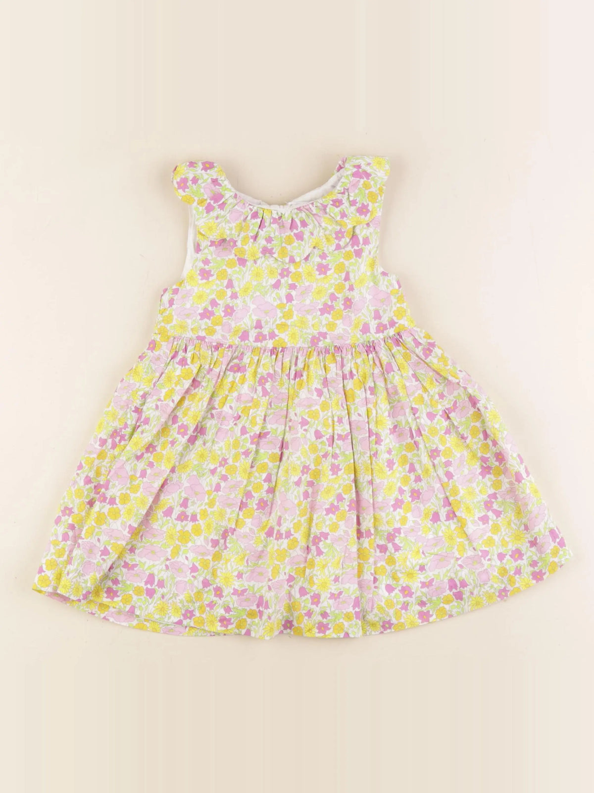 Jacadi - robe liberty rose, jaune - 24 mois