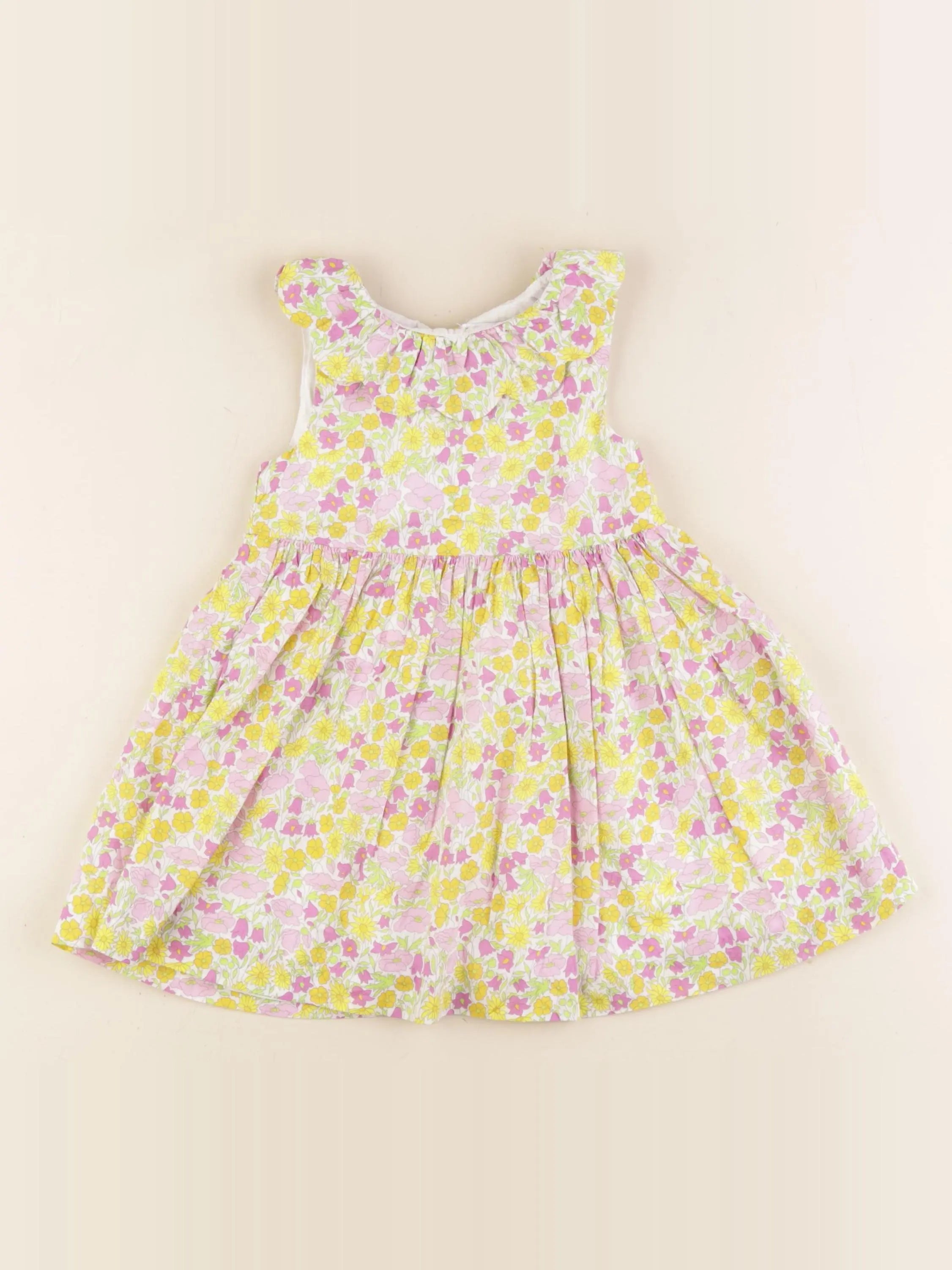 Jacadi - robe liberty rose, jaune - 24 mois