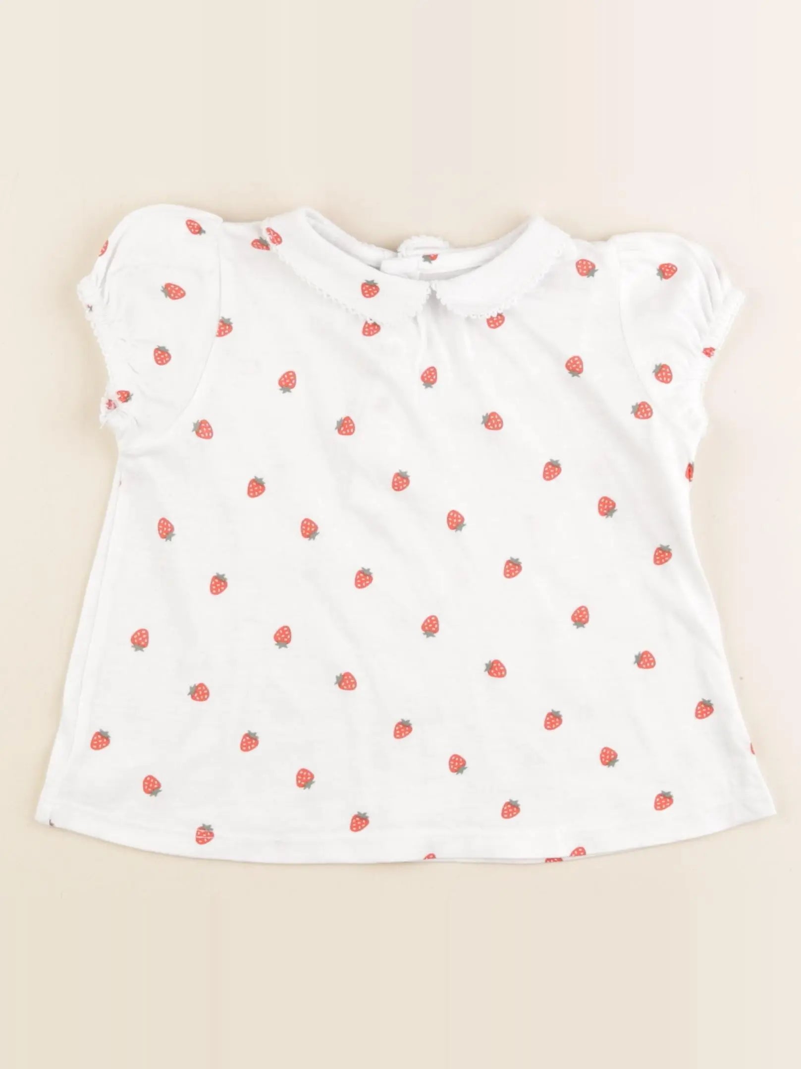Monoprix - tee-shirt blanc, rouge - 24 mois