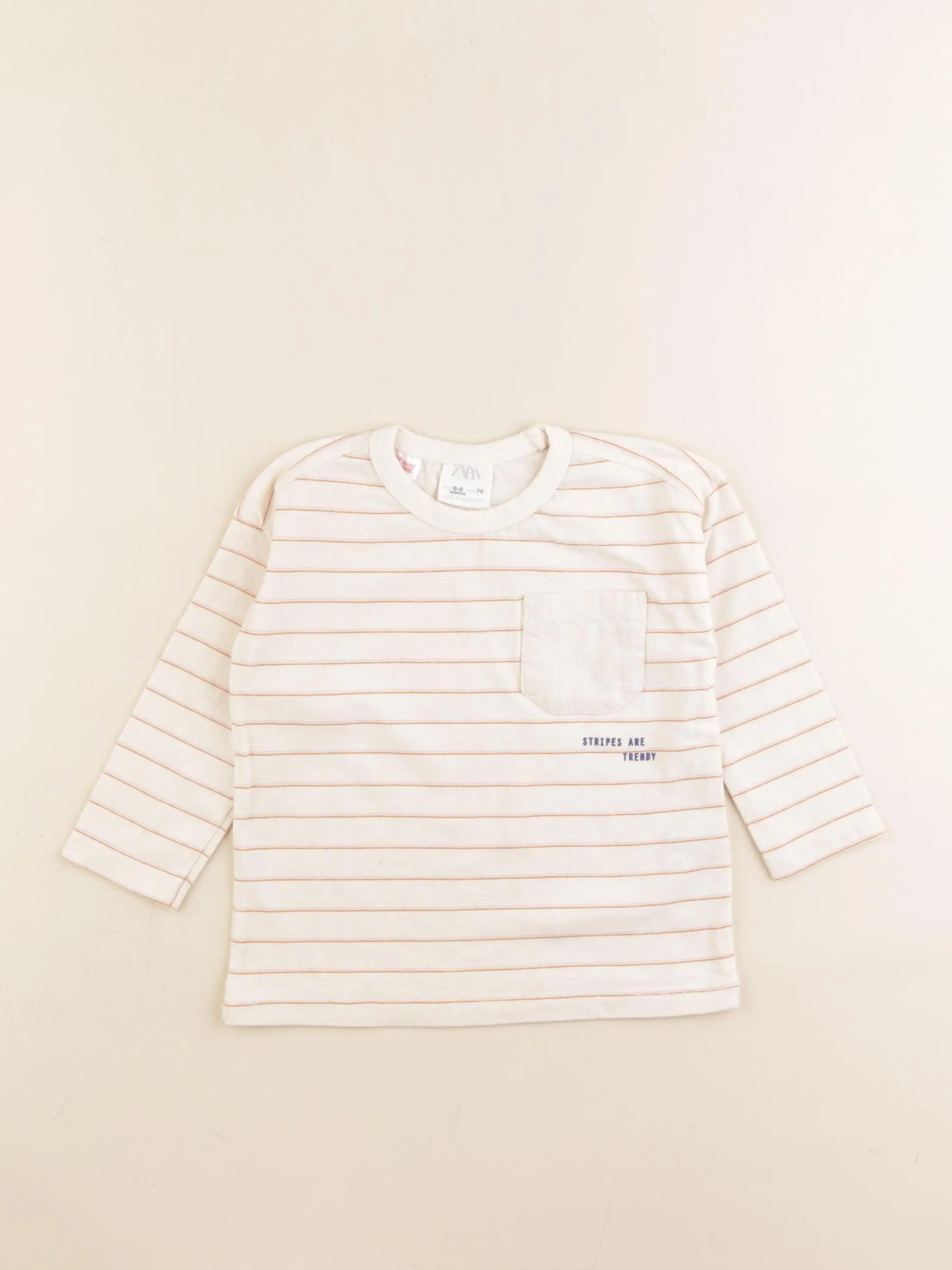 Zara - tee-shirt beige - 6/9 mois