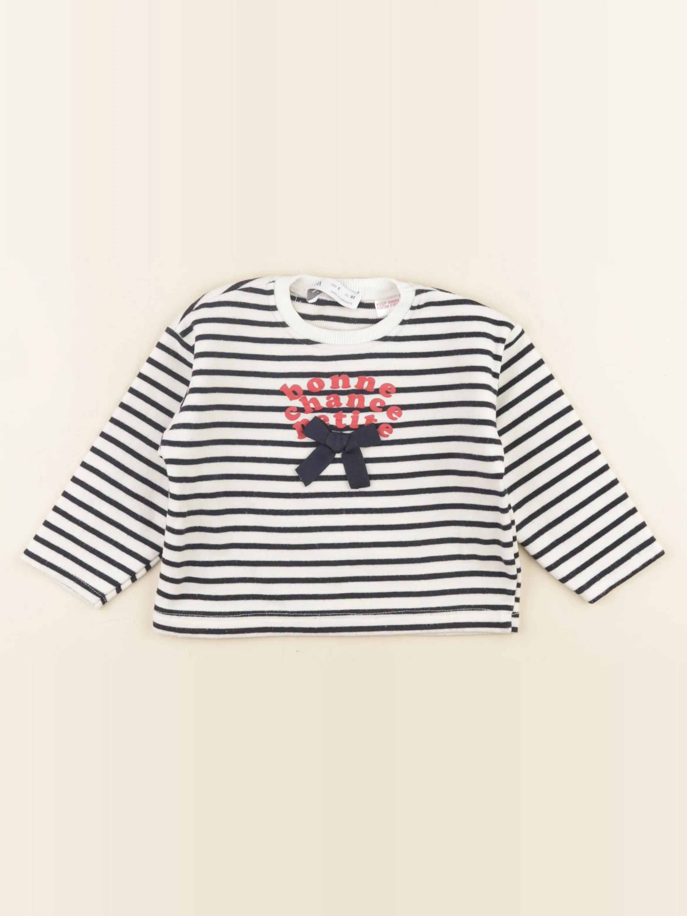 Zara - sweat blanc, bleu - 2 ans
