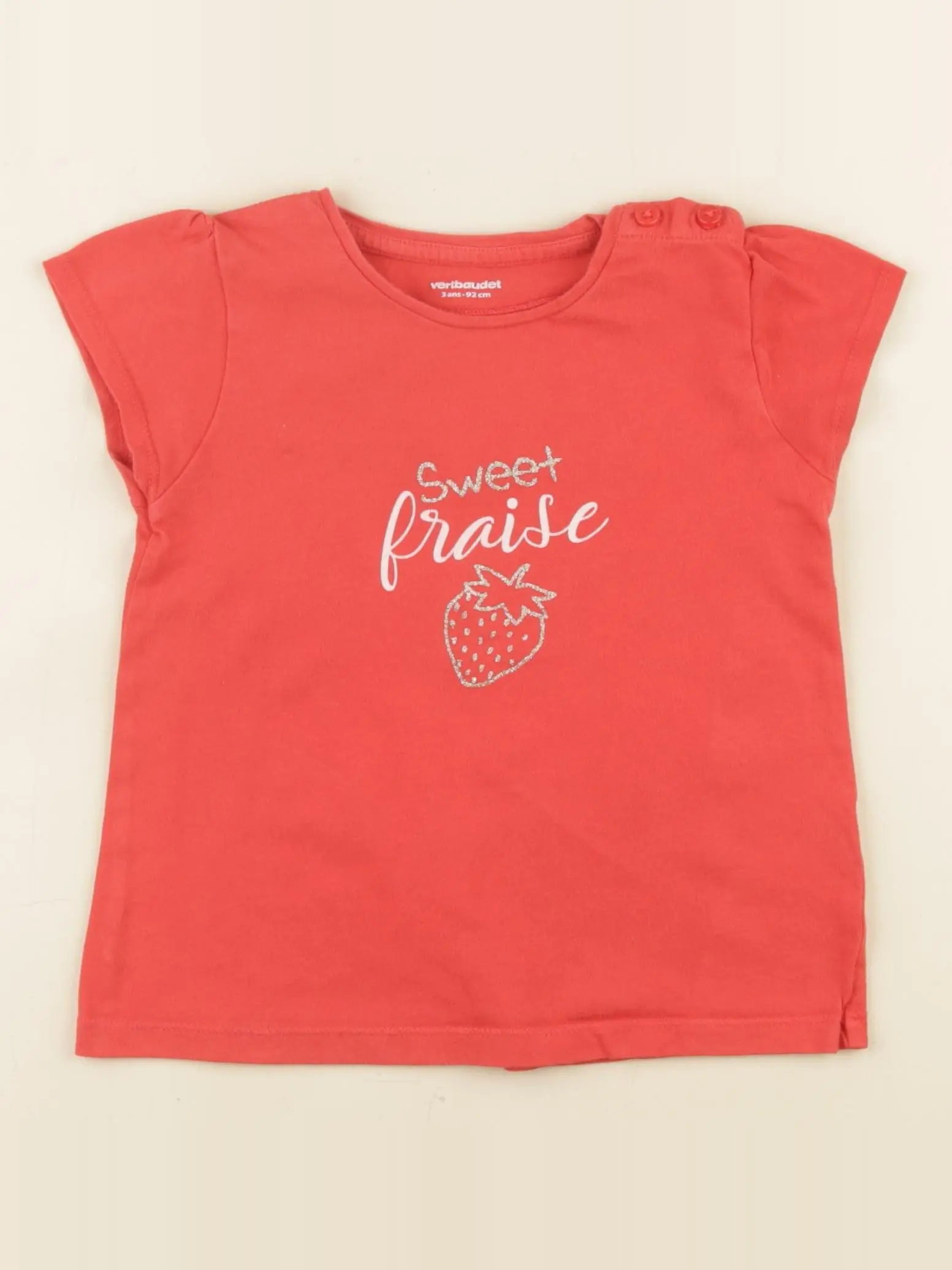 Vertbaudet - tee-shirt rouge - 3 ans
