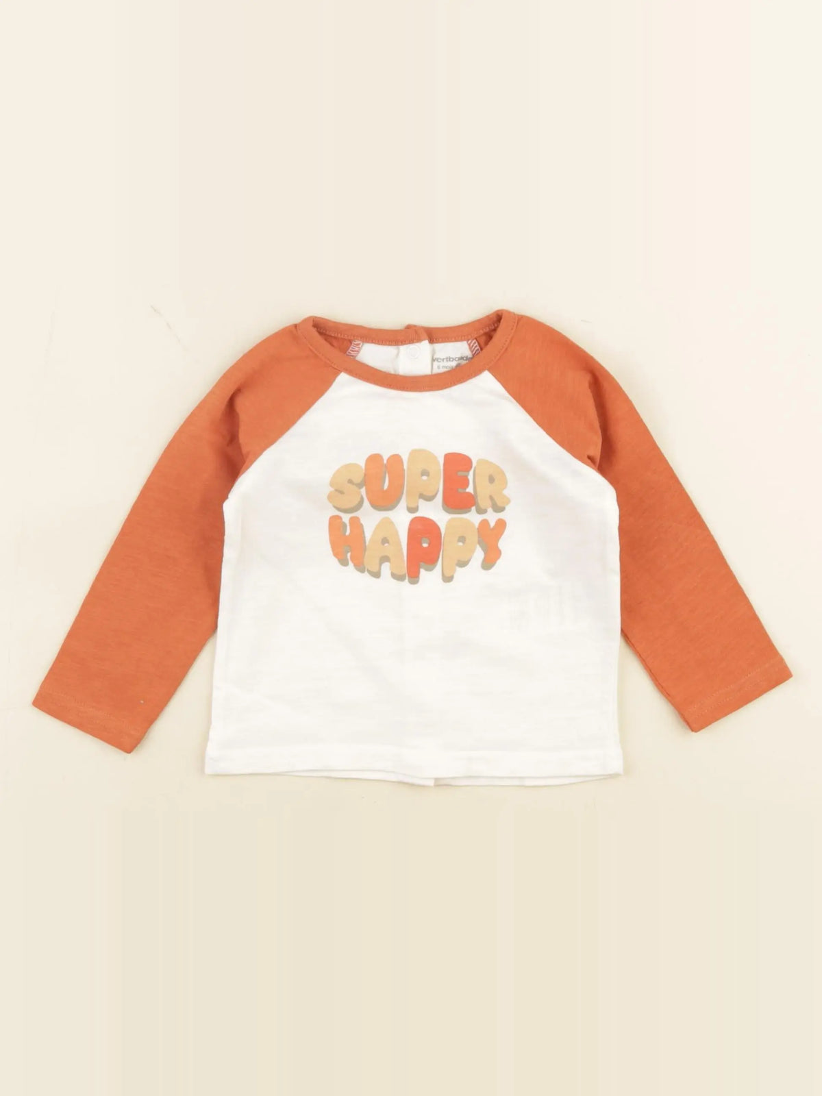 Vertbaudet - tee-shirt beige, orange - 6 mois à 6 ans