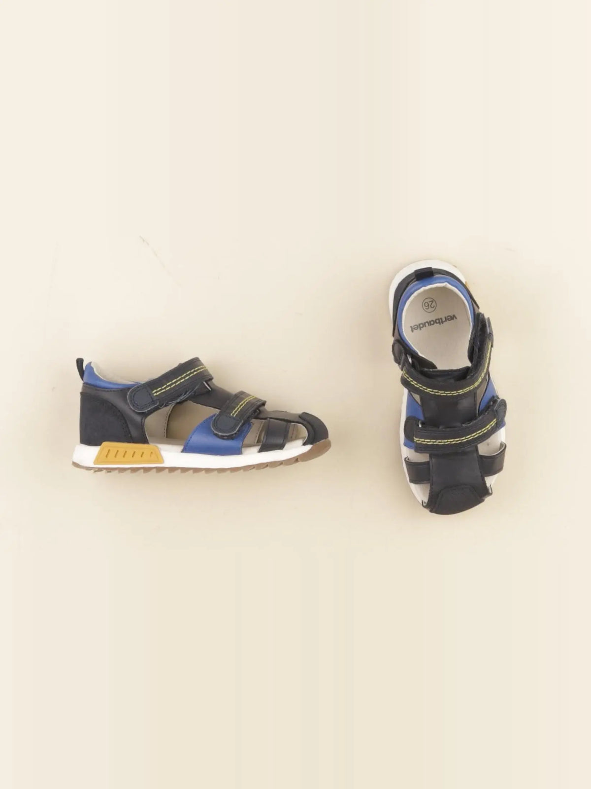 Vertbaudet - sandales bleu, jaune - pointure 26