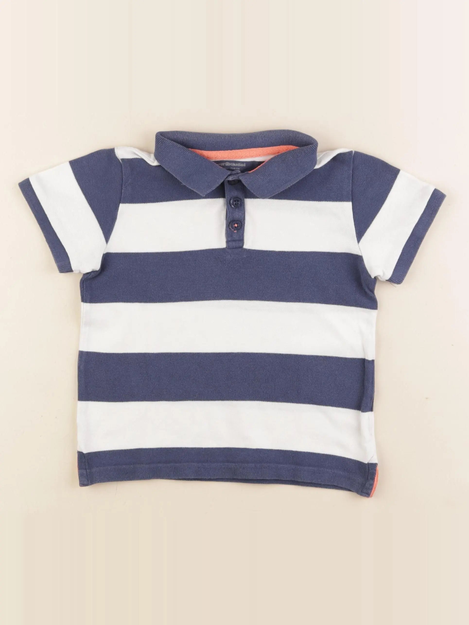 Vertbaudet - polo bleu, blanc - 3 ans