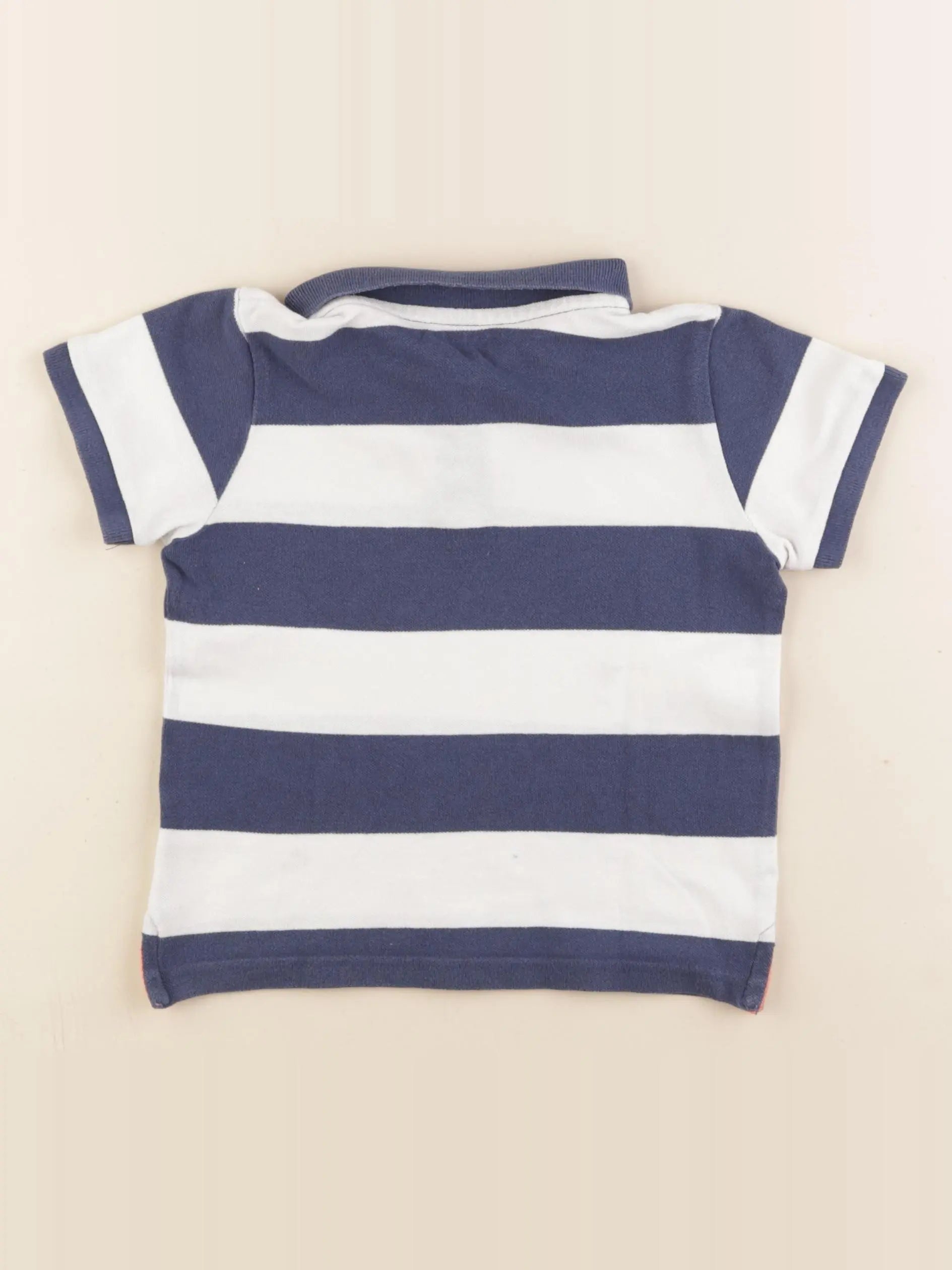 Vertbaudet - polo bleu, blanc - 3 ans