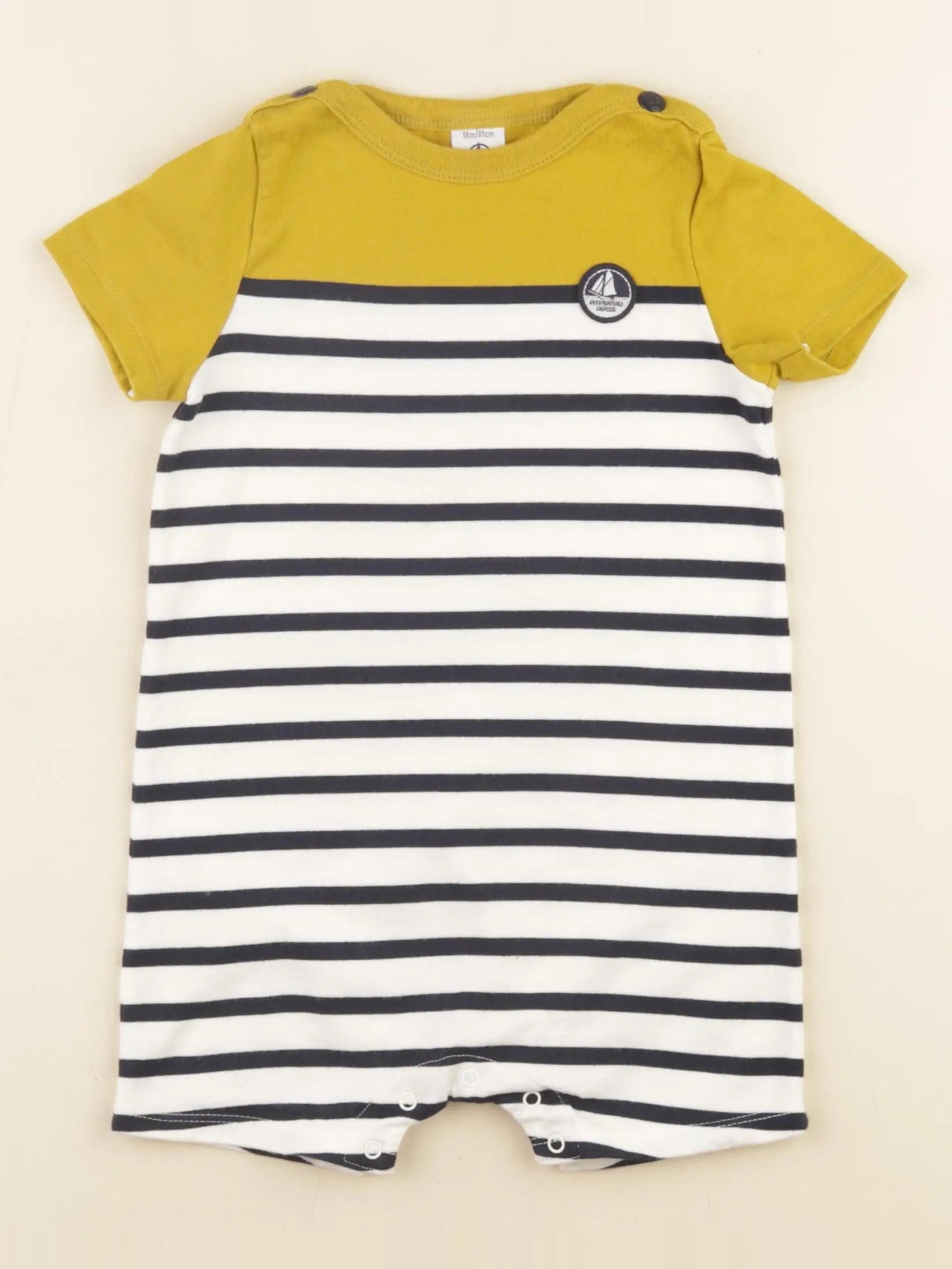 Petit Bateau - combinaison bleu, blanc - 18 mois