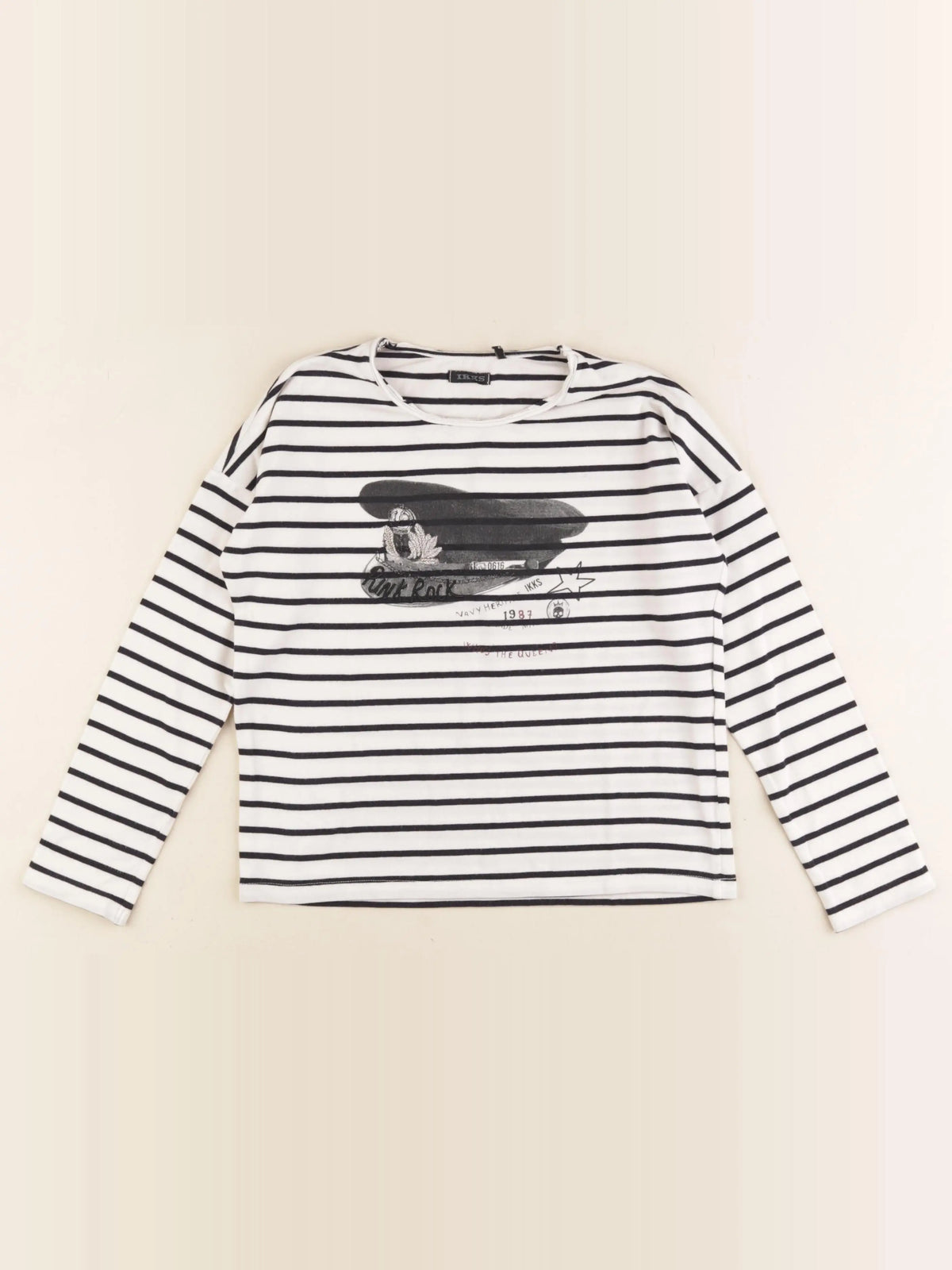 IKKS - tee-shirt blanc, noir - 10 ans