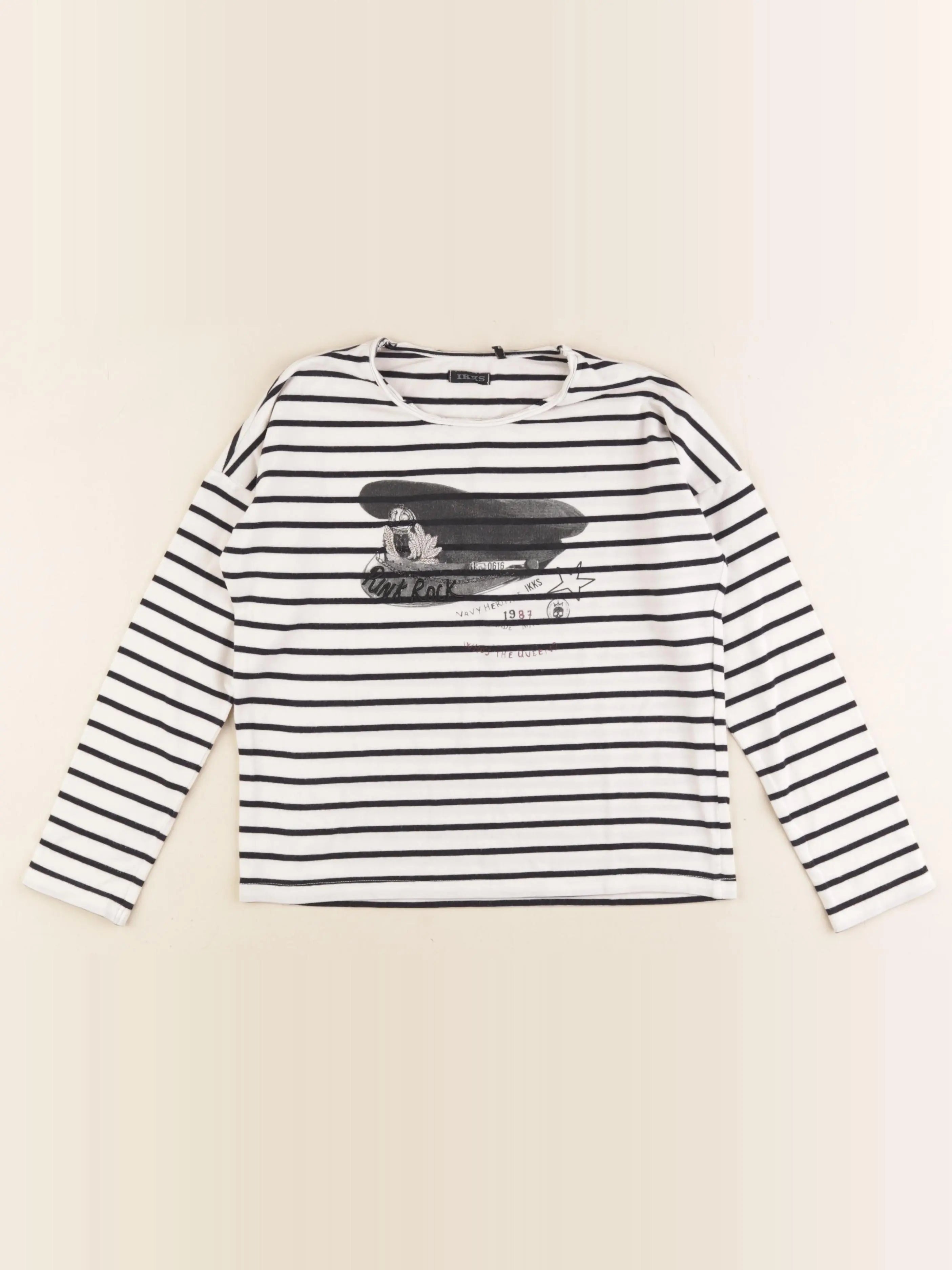 IKKS - tee-shirt blanc, noir - 10 ans