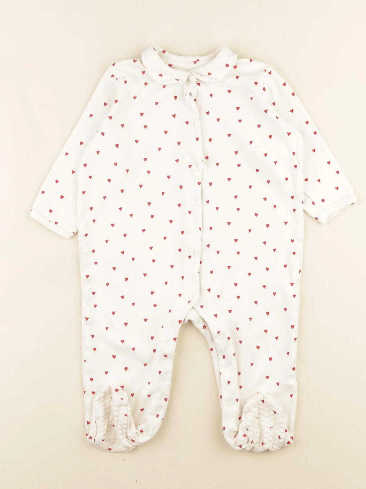 Vertbaudet - pyjama coton blanc, rouge - 18 mois
