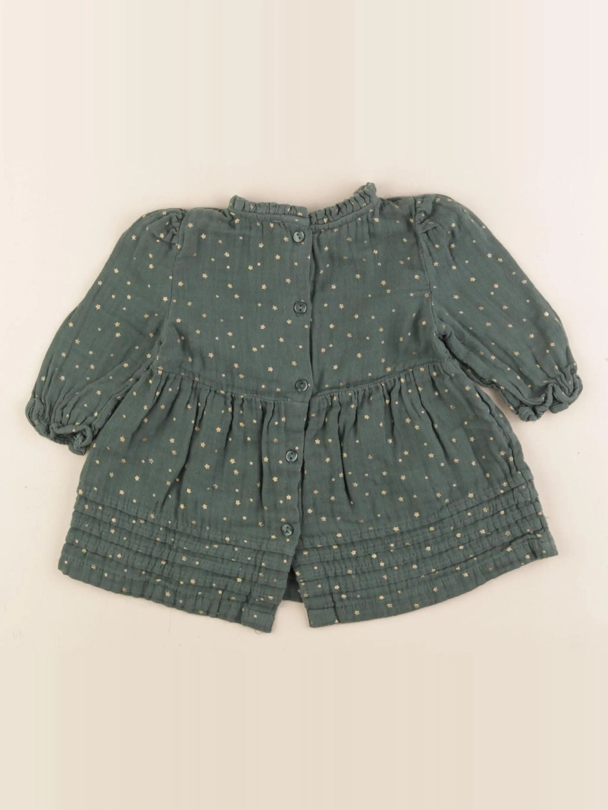 Vertbaudet - robe vert, or - 9 mois