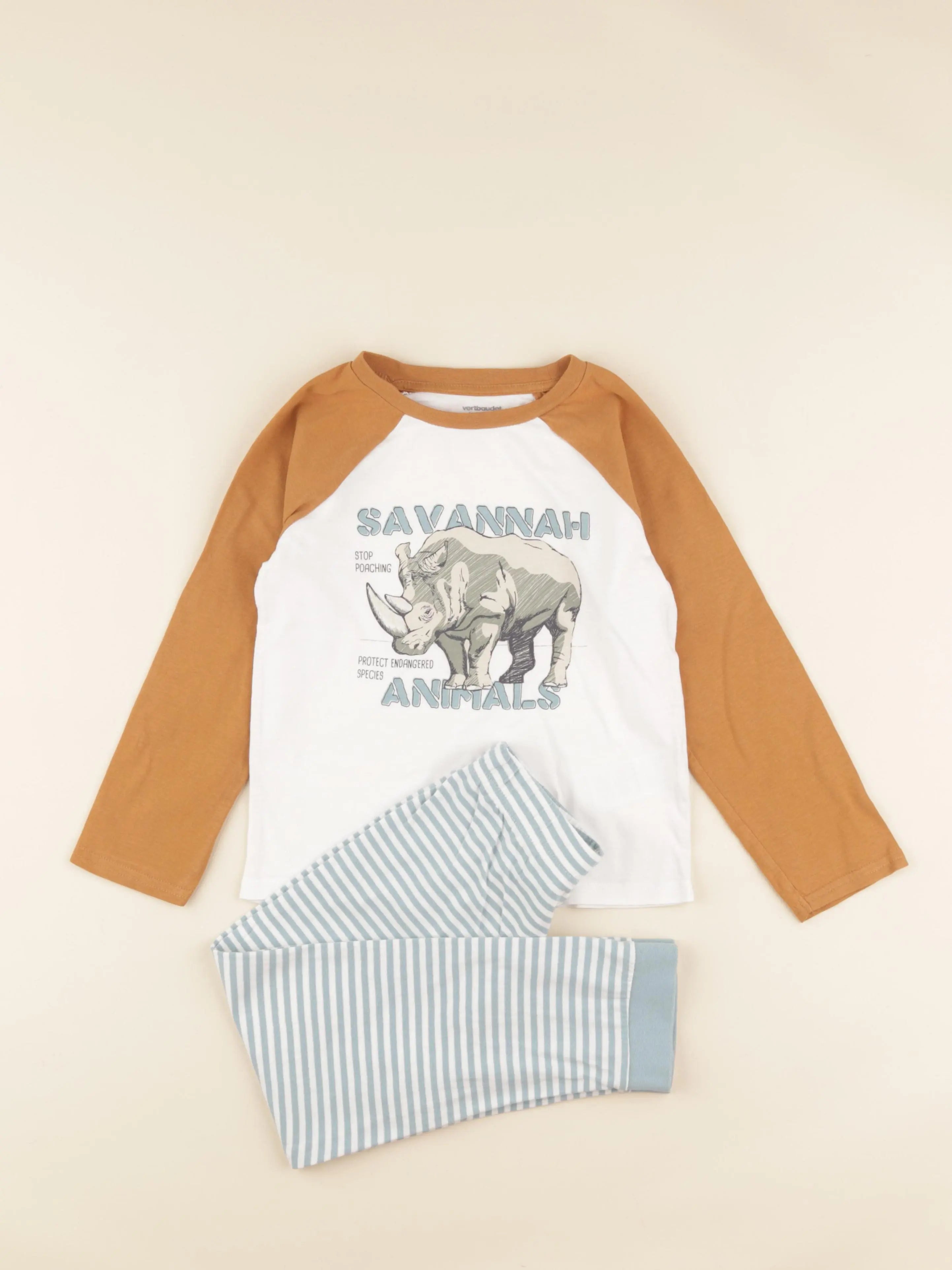 Vertbaudet - pyjama coton marron - 6 ans