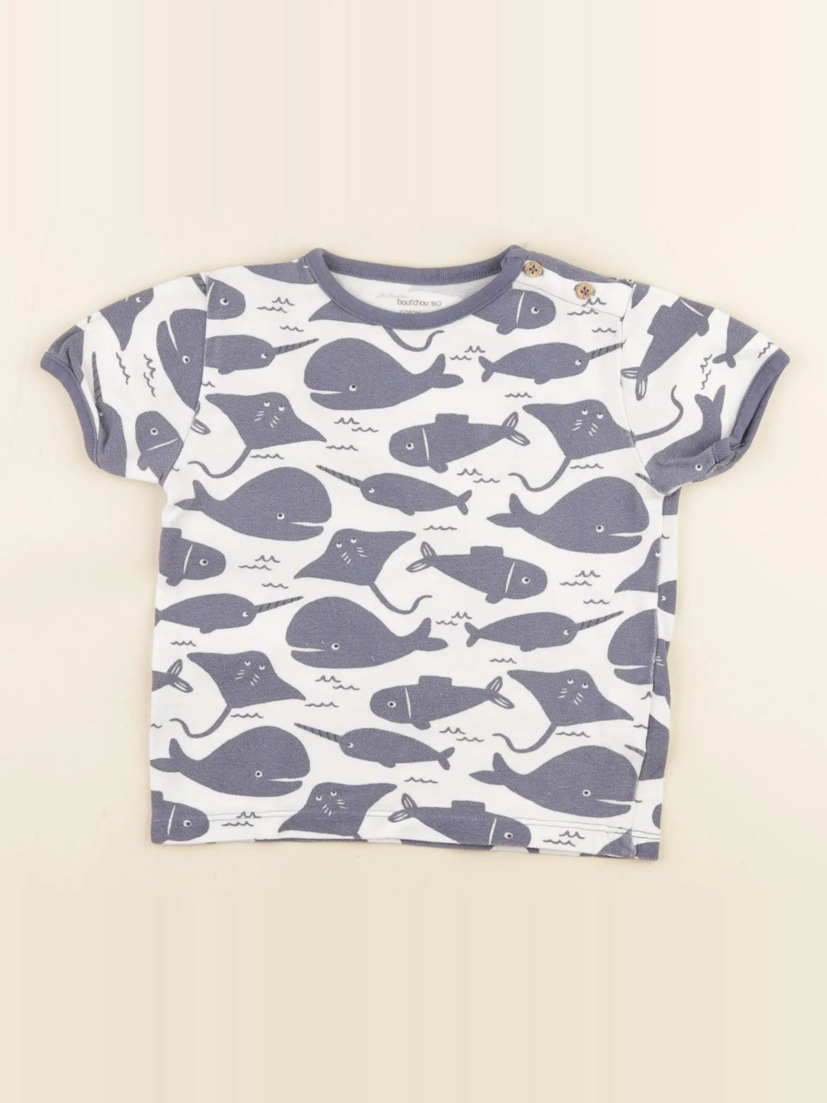 Boutchou - tee-shirt bleu, blanc - 24 mois